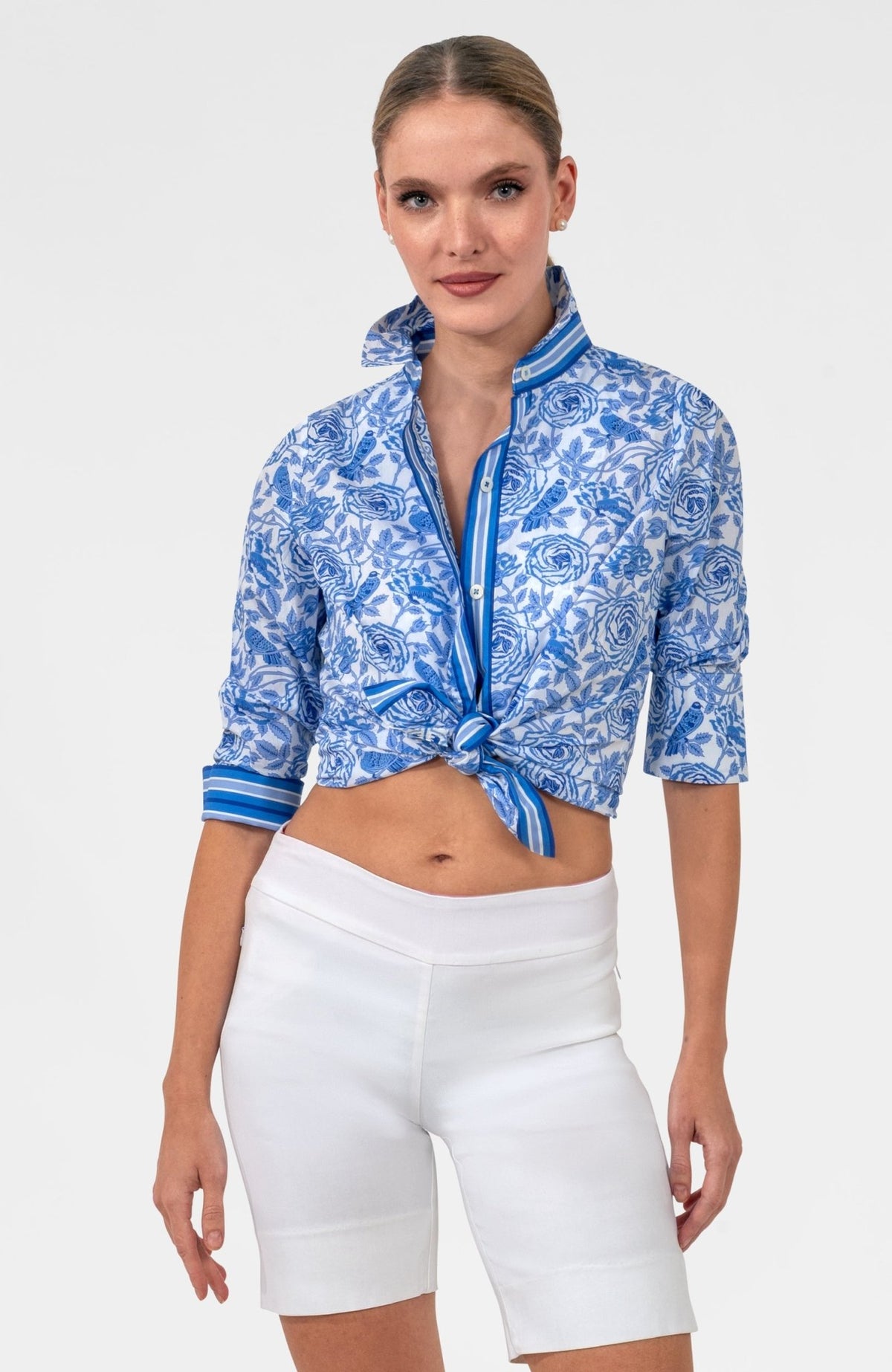 Boyfriend Shirt - Smell The Roses Blues