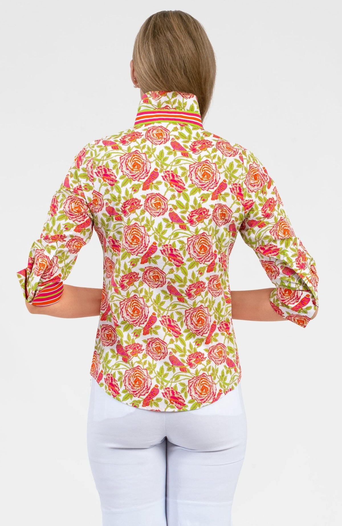 Boyfriend Shirt - Smell The Roses Pink Lime