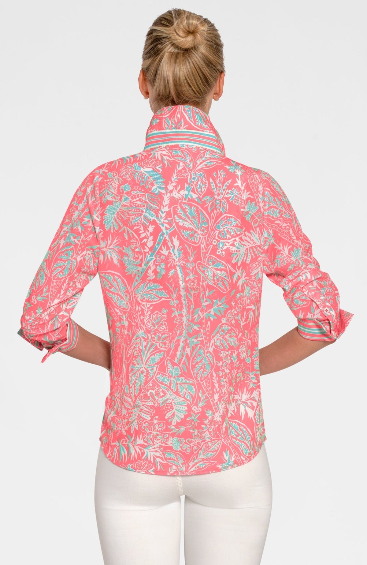 Boyfriend Shirt - Vintage Vines Melon Turq