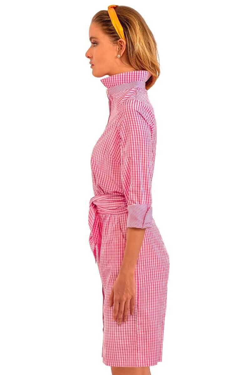 pink gingham shirt dress ASOS DESIGN oversized collar sleeveless mini shirt dress in pink gingham