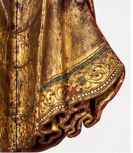 19th Century Gilt & Painted Carved Wood Standing Buddha – 45"