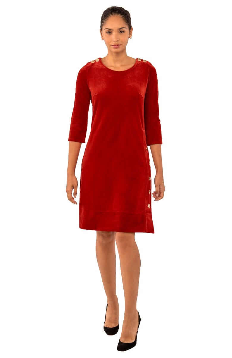 Button Up Buttercup Swing - Silky Velvet - Final Sale Crimson