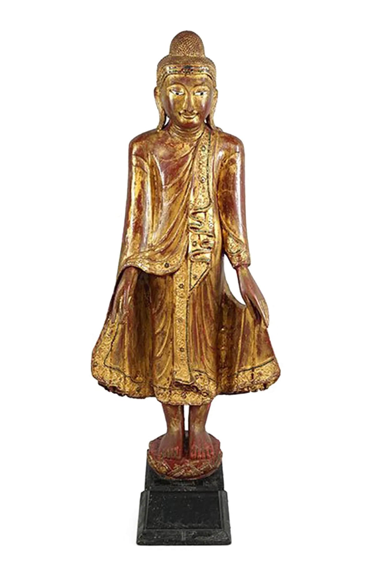 Carved Wood Buddha - 47&quot; Periwink Orange One Size