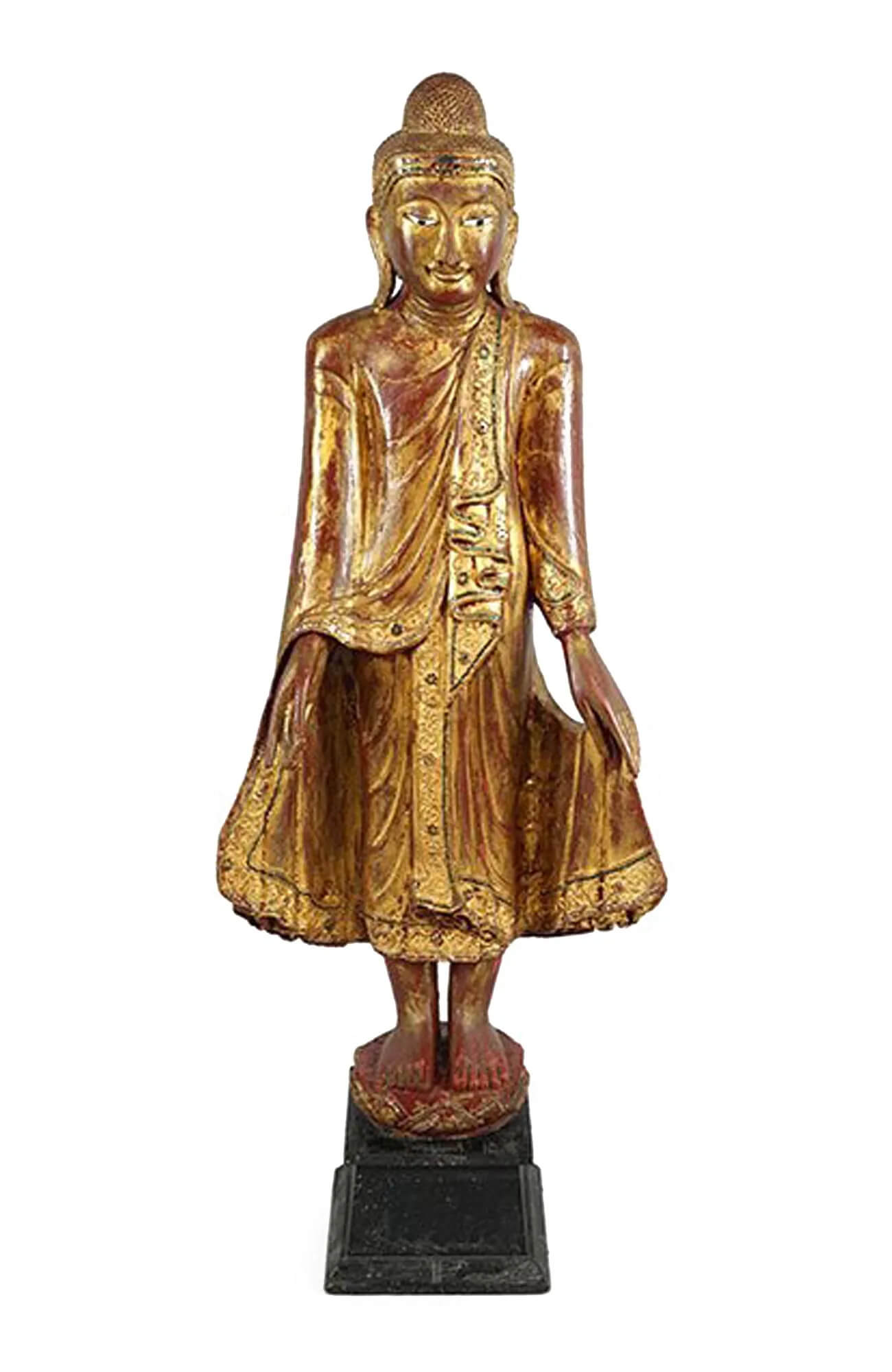 Carved Wood Buddha - 47" Periwink Orange One Size