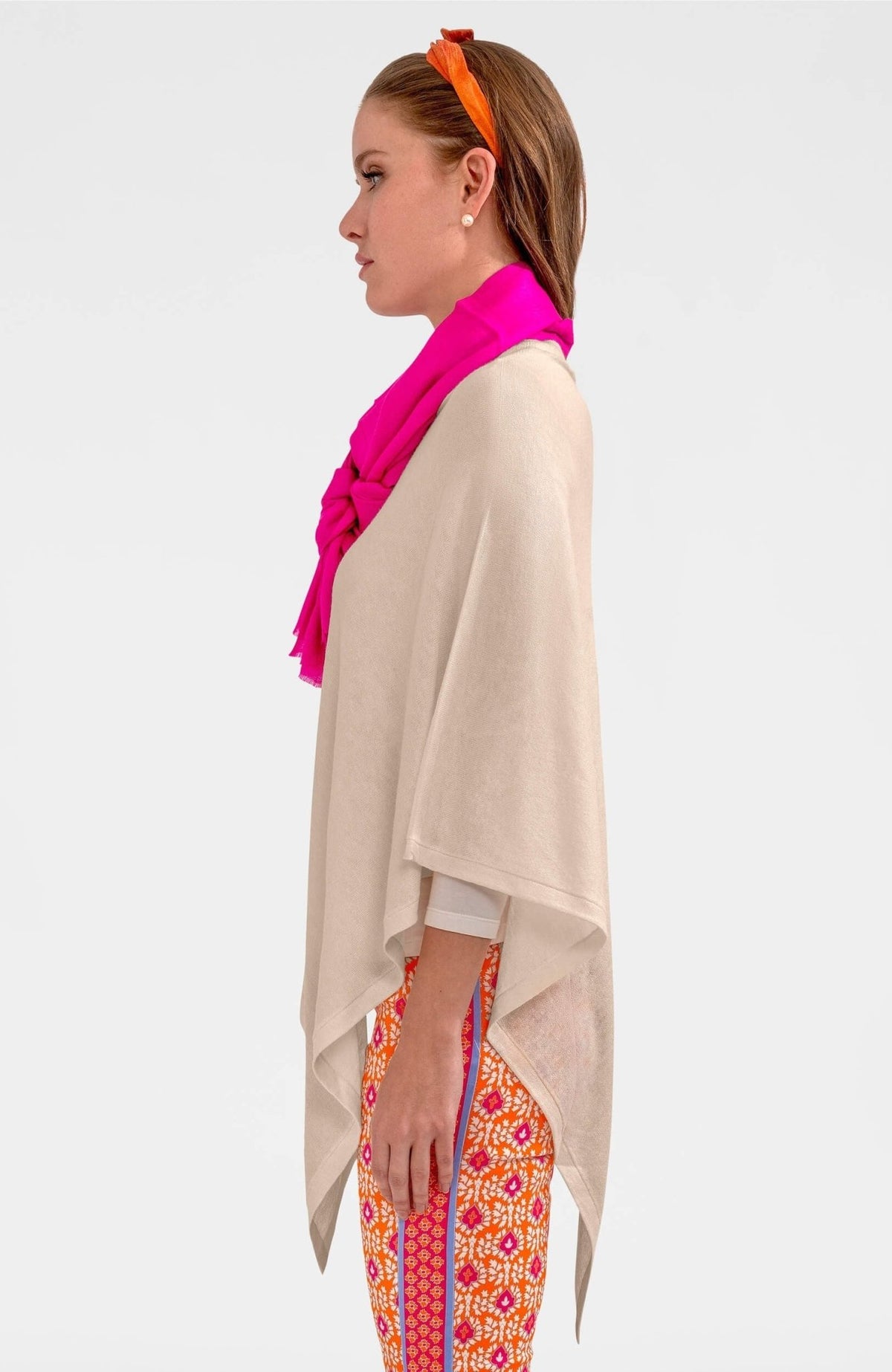 Cashmere-Like Poncho Creme One Size