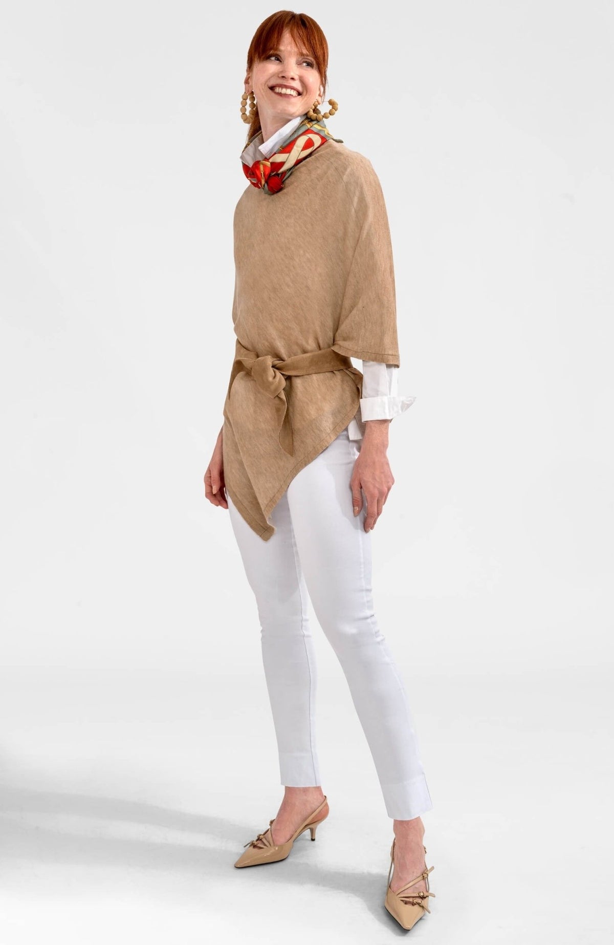 Cashmere-Like Poncho Oat One Size