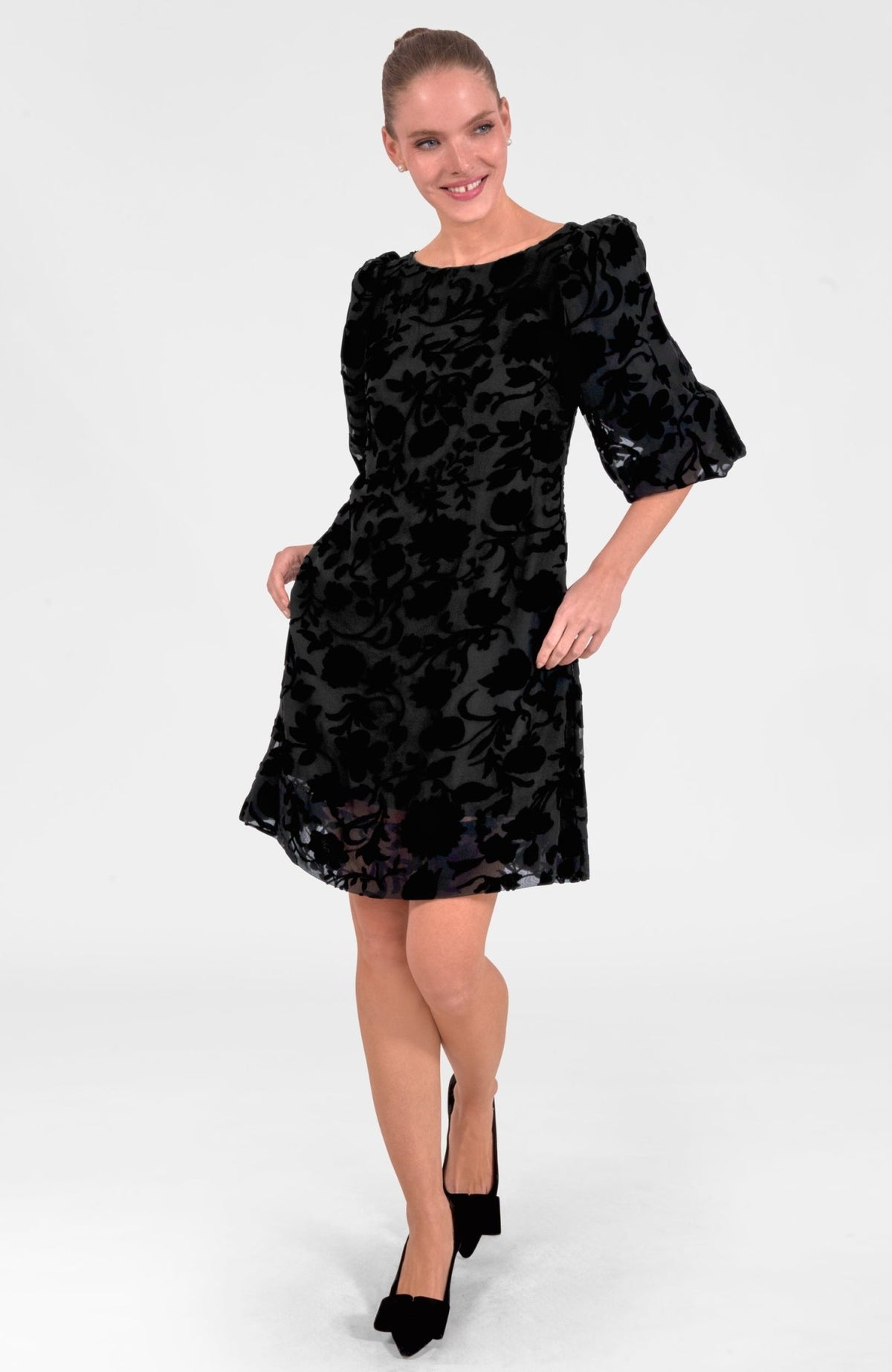 Champs Bubble Dress - Floral Burnout Black