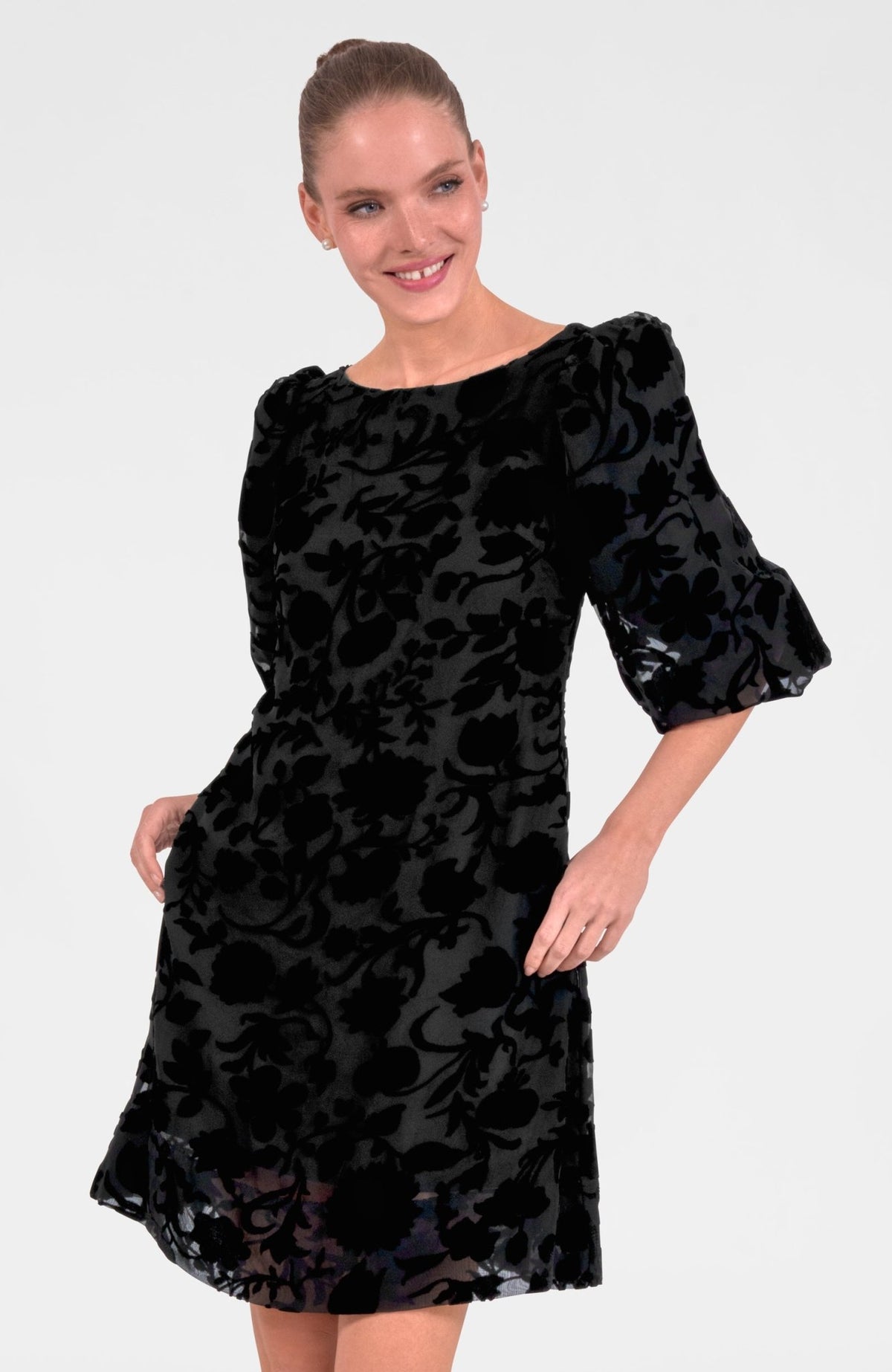 Champs Bubble Dress - Floral Burnout Black