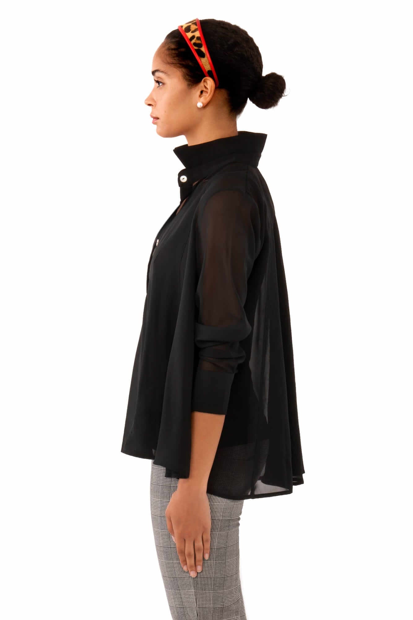 Chiffon Seamed Top - Solid Black