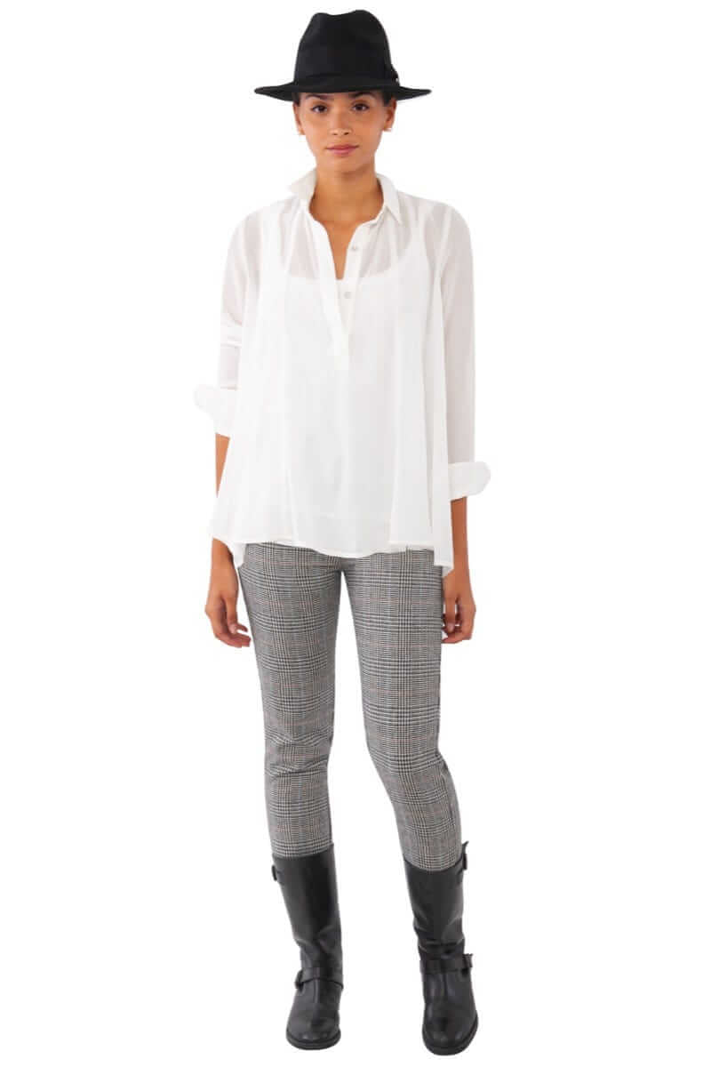 Chiffon Seamed Top - Solid White