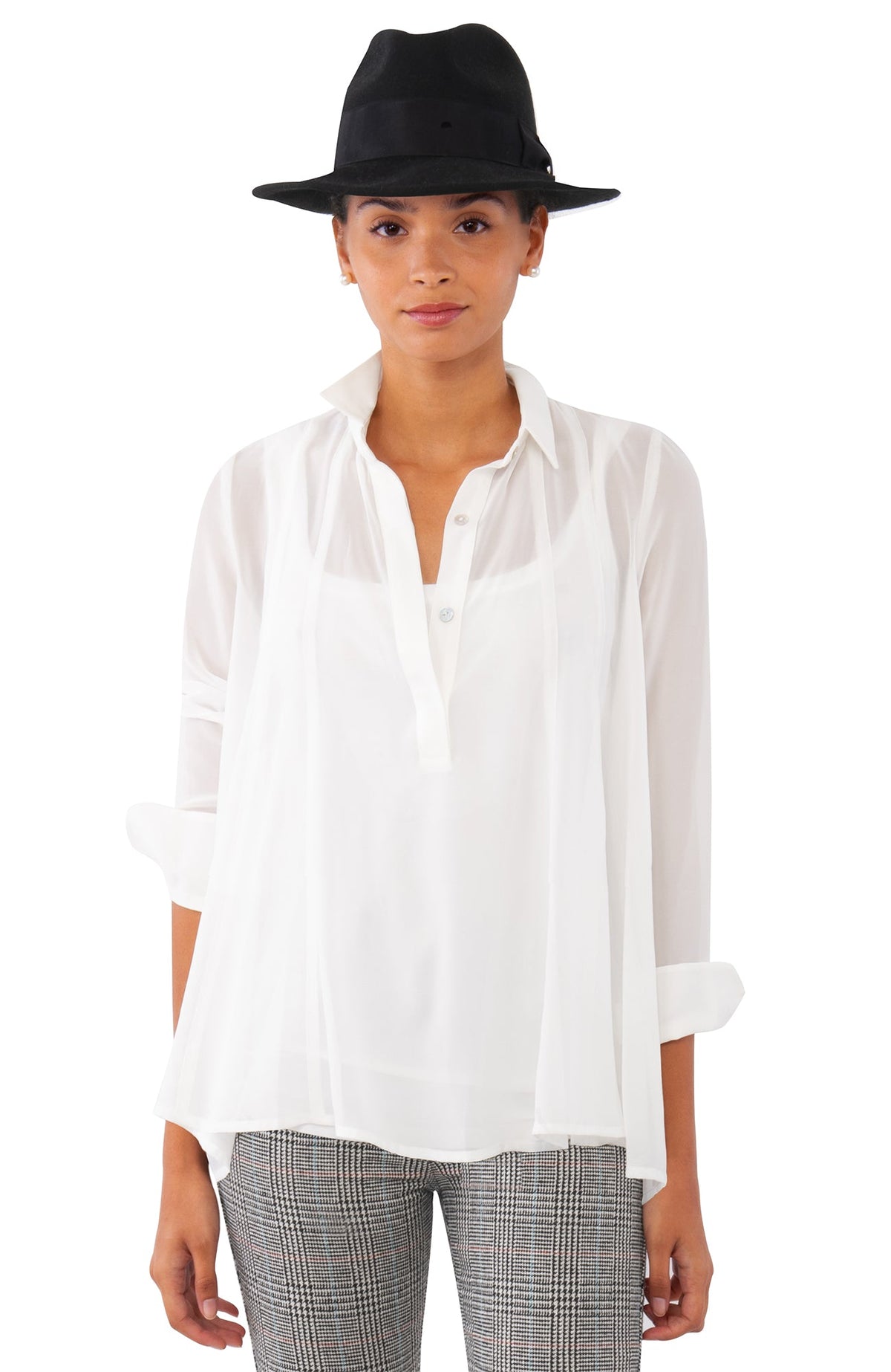 Chiffon Seamed Top - Solid White