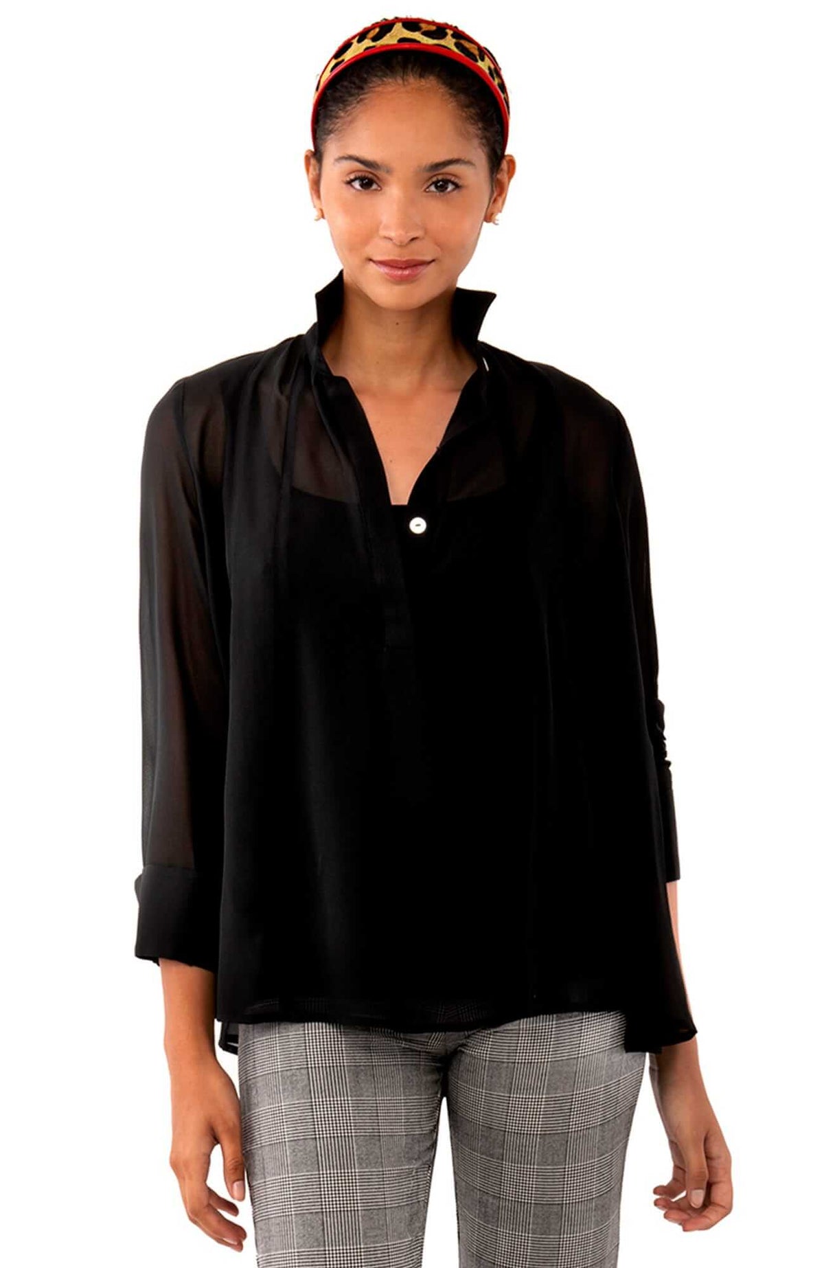 Chiffon Seamed Top - Solid Black