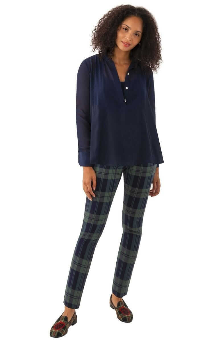 Chiffon Seamed Top - Solid Navy