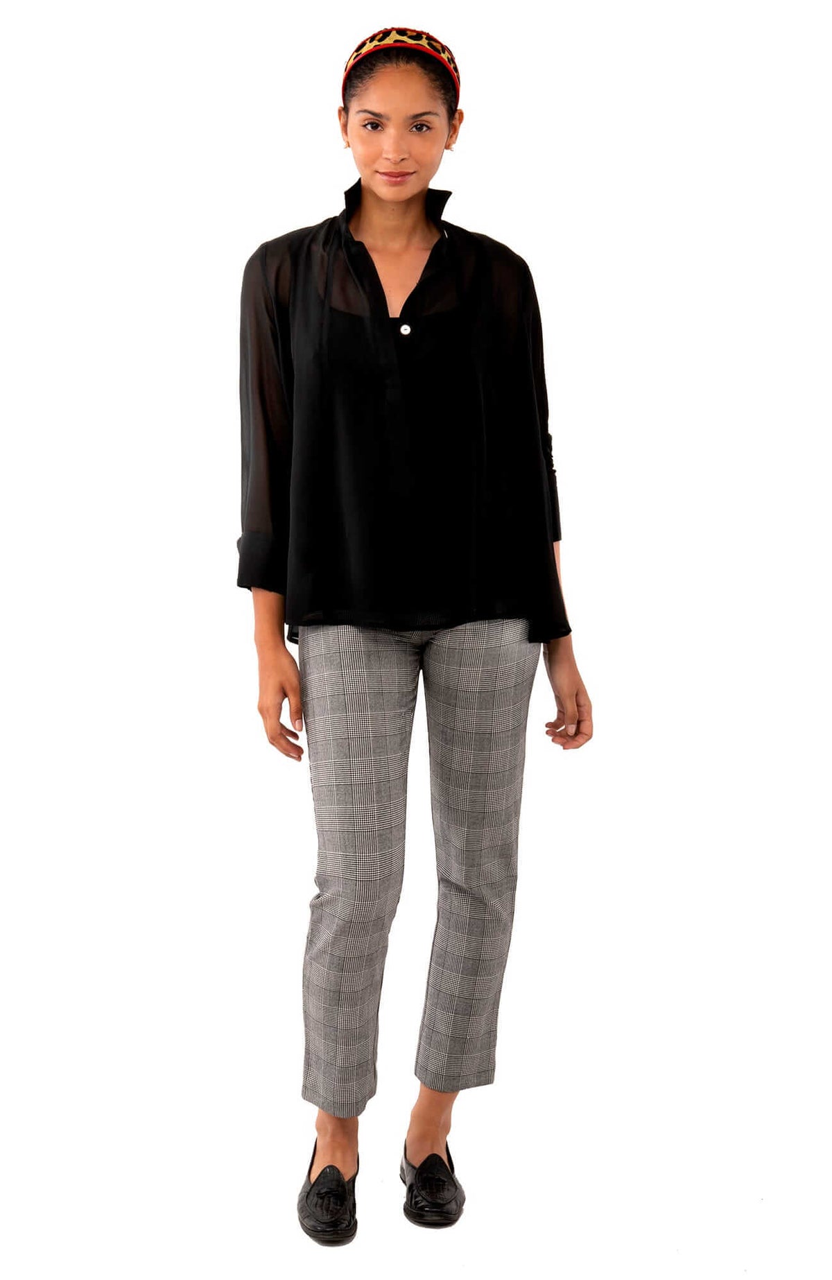 Chiffon Seamed Top - Solid Black