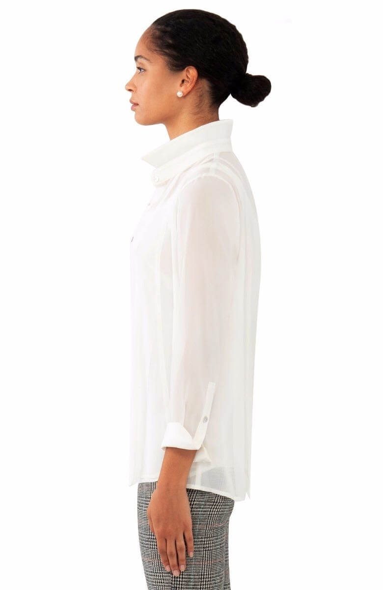 Chiffon Seamed Top - Solid White