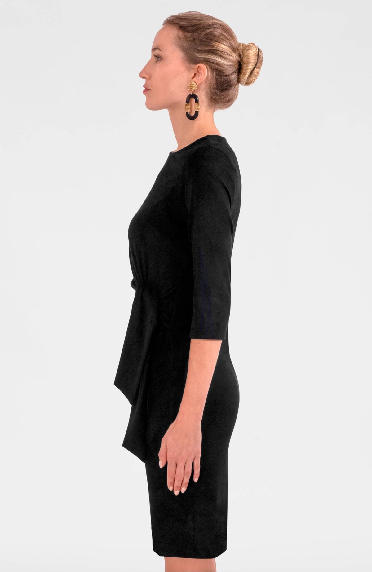 Cinch & Tie Dress - Silky Velvet Black