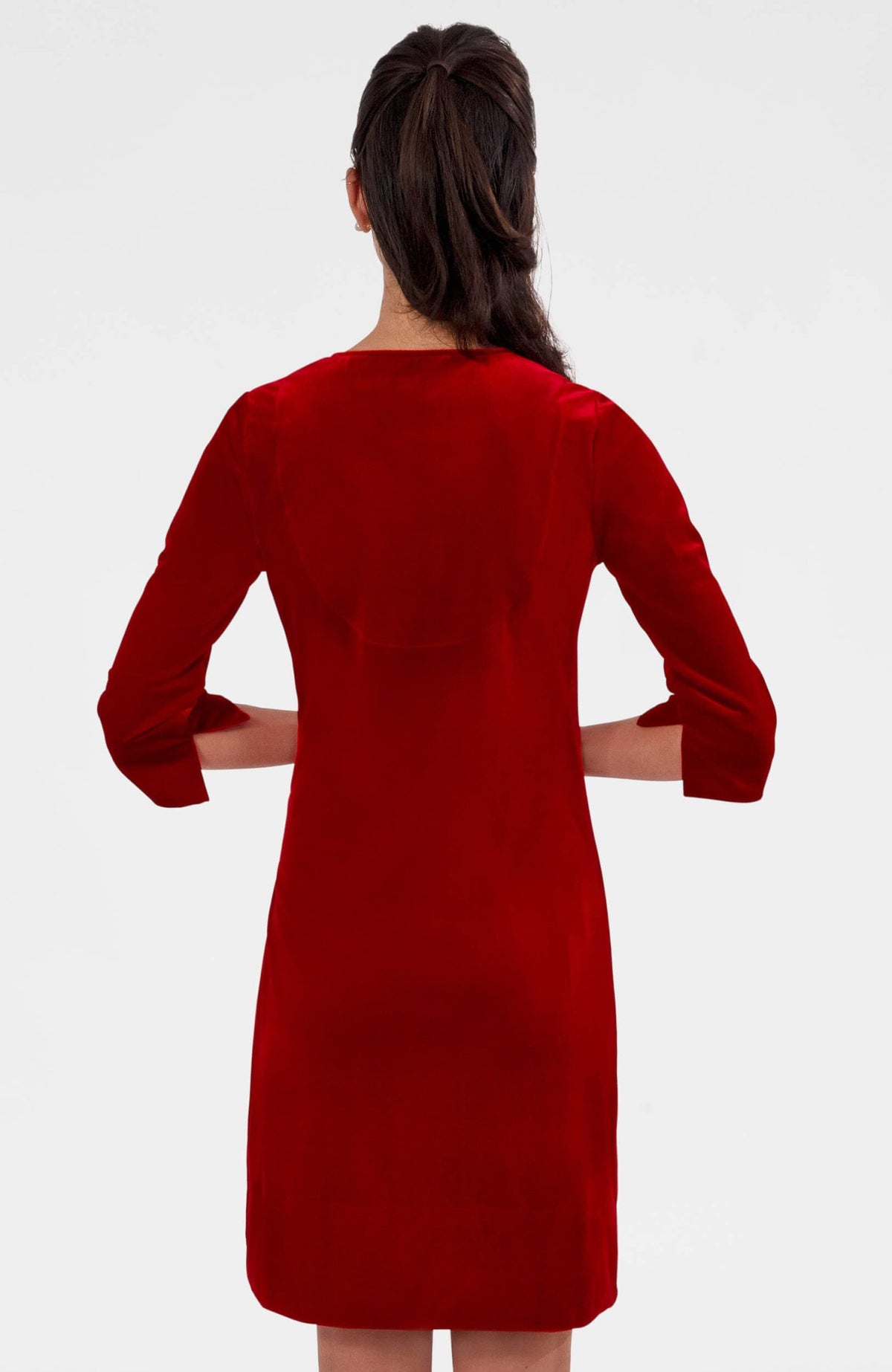 Cinch & Tie Dress - Silky Velvet Crimson