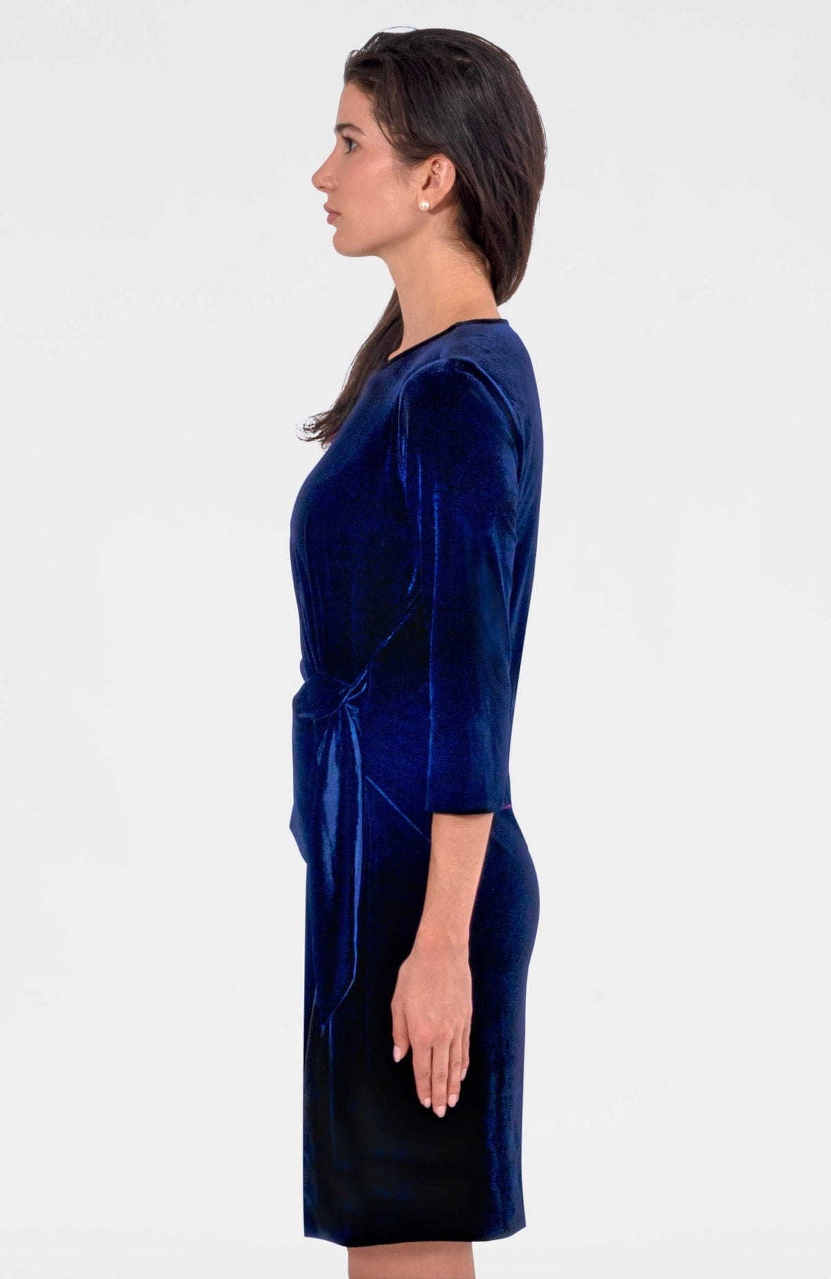 Cinch & Tie Dress - Silky Velvet Navy
