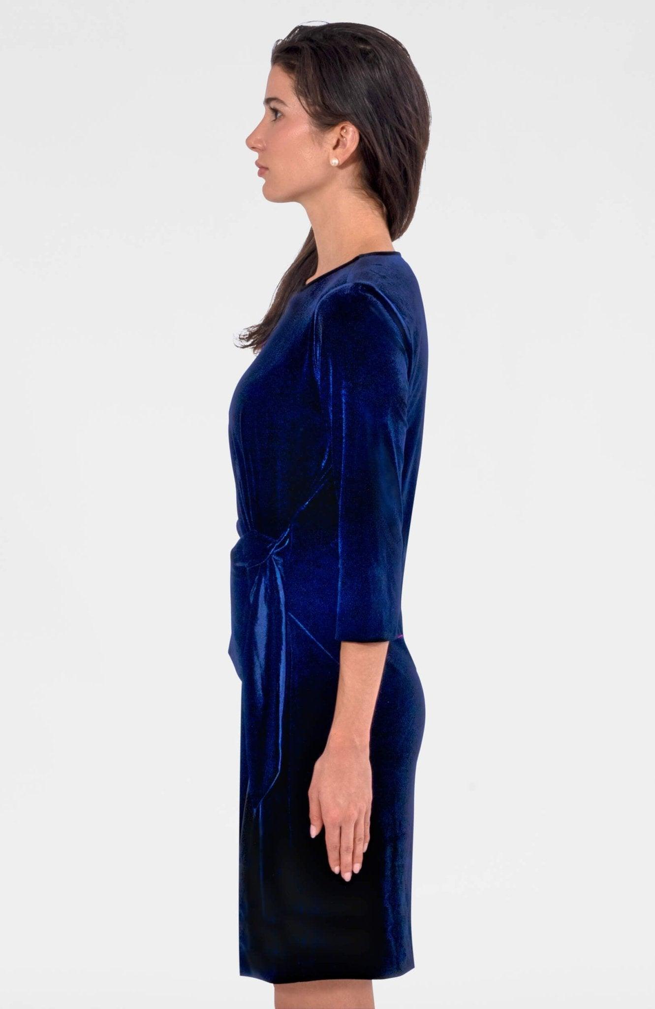 Cinch & Tie Dress - Silky Velvet Navy