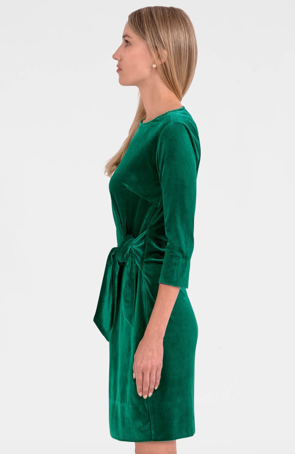Cinch & Tie Dress - Silky Velvet Emerald