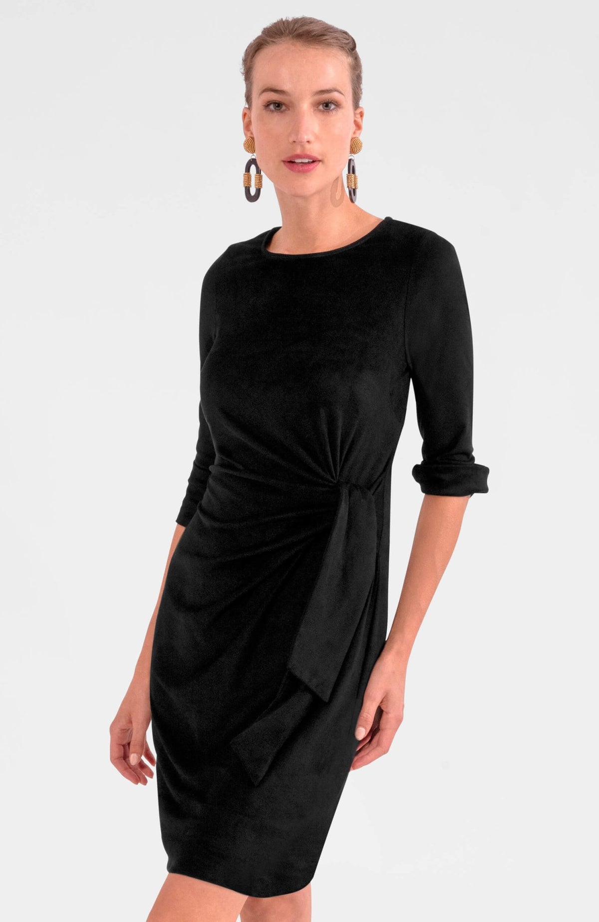 Cinch & Tie Dress - Silky Velvet Black