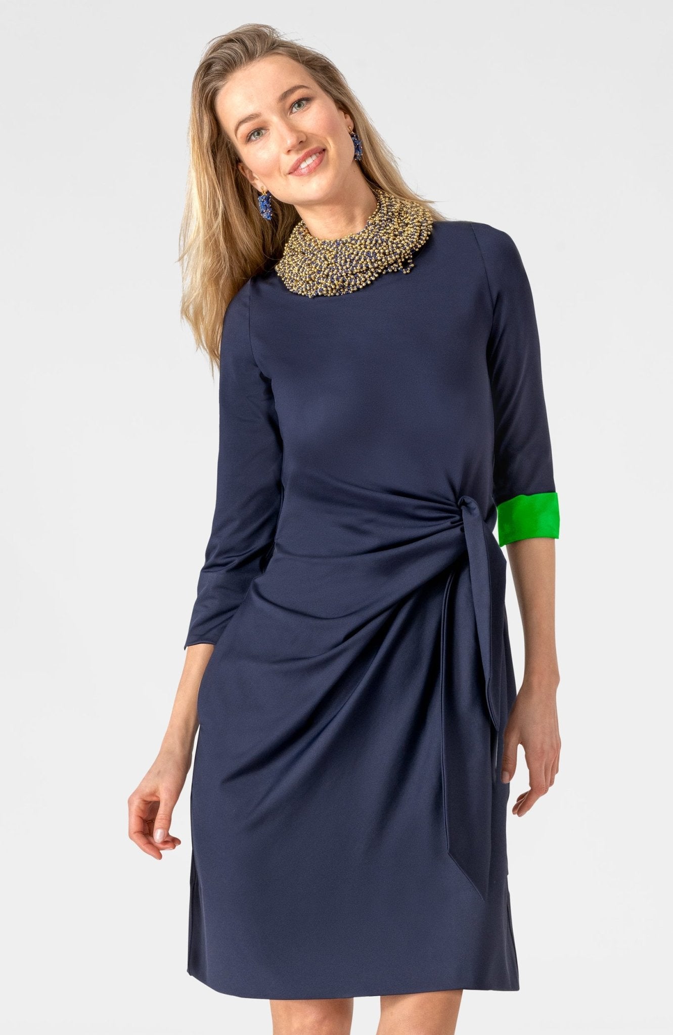 Cinch & Tie Dress - Solid Navy