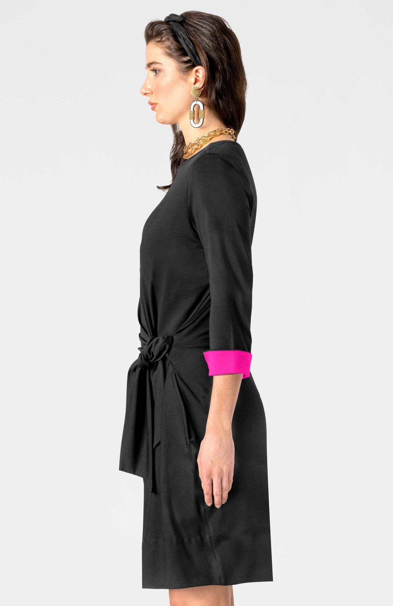 Cinch & Tie Dress - Solid Black