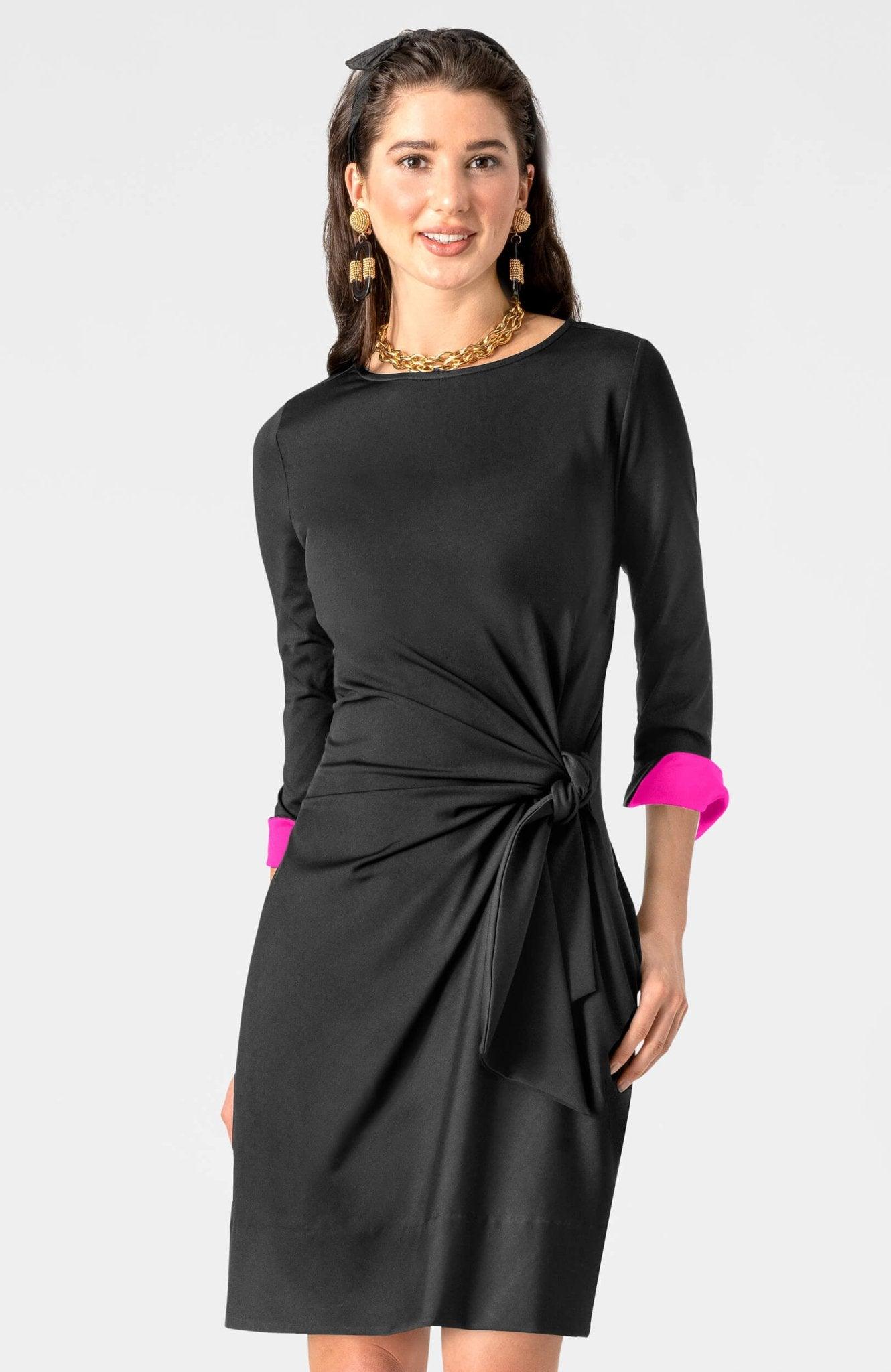 Cinch & Tie Dress - Solid Black
