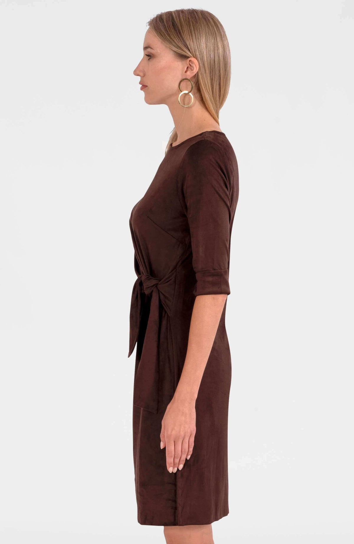 Cinch & Tie Dress - Ultra Suede Brown