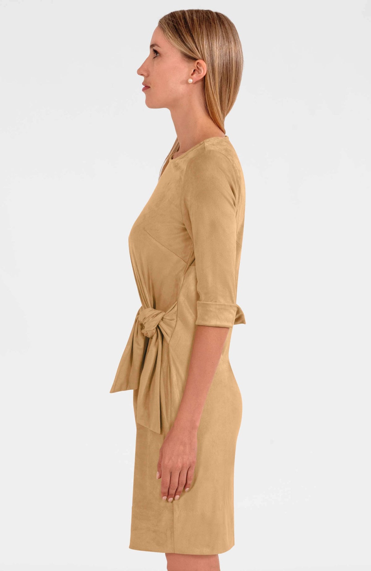 Cinch & Tie Dress - Ultra Suede Khaki