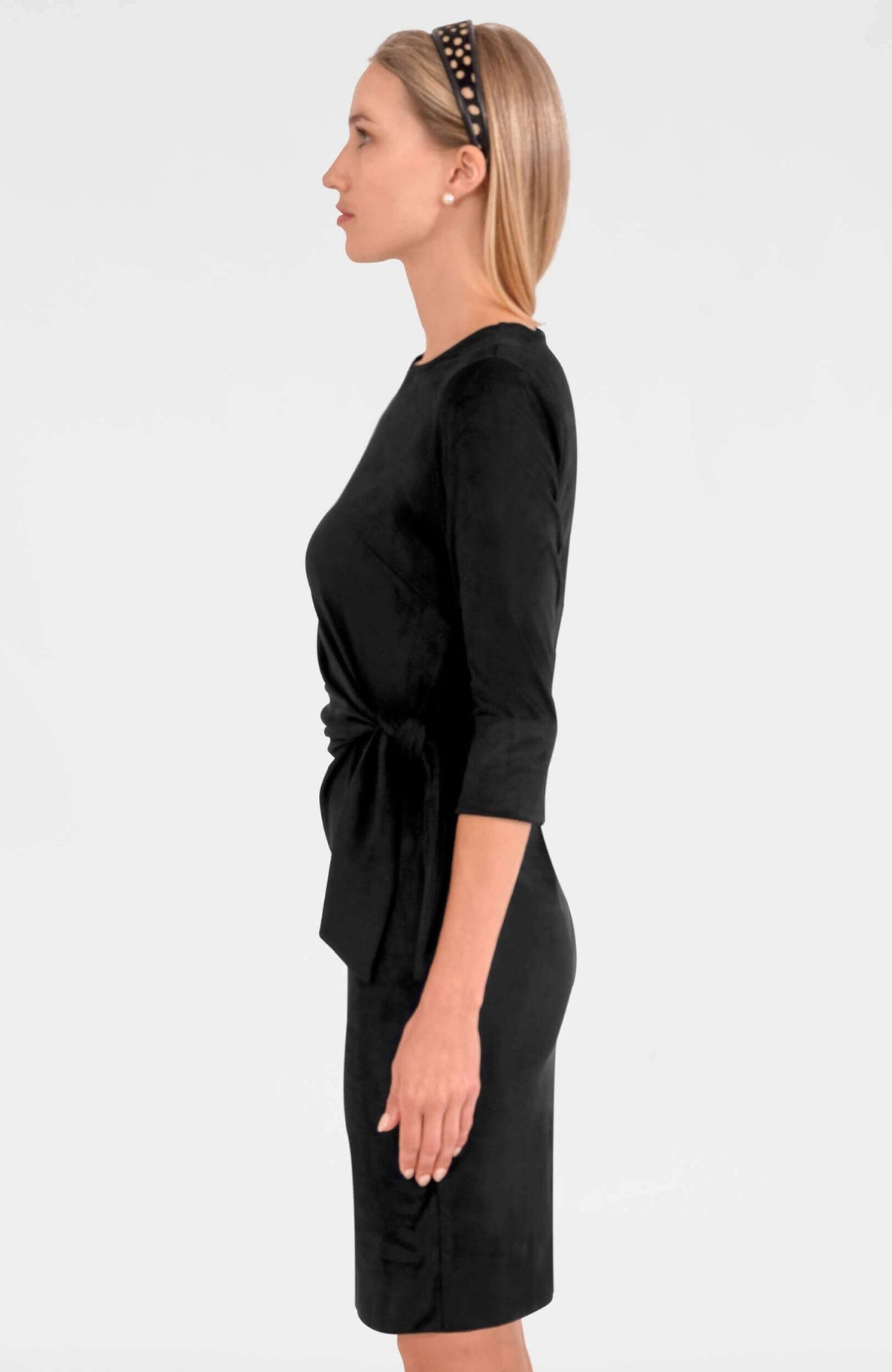 Cinch & Tie Dress - Ultra Suede Black