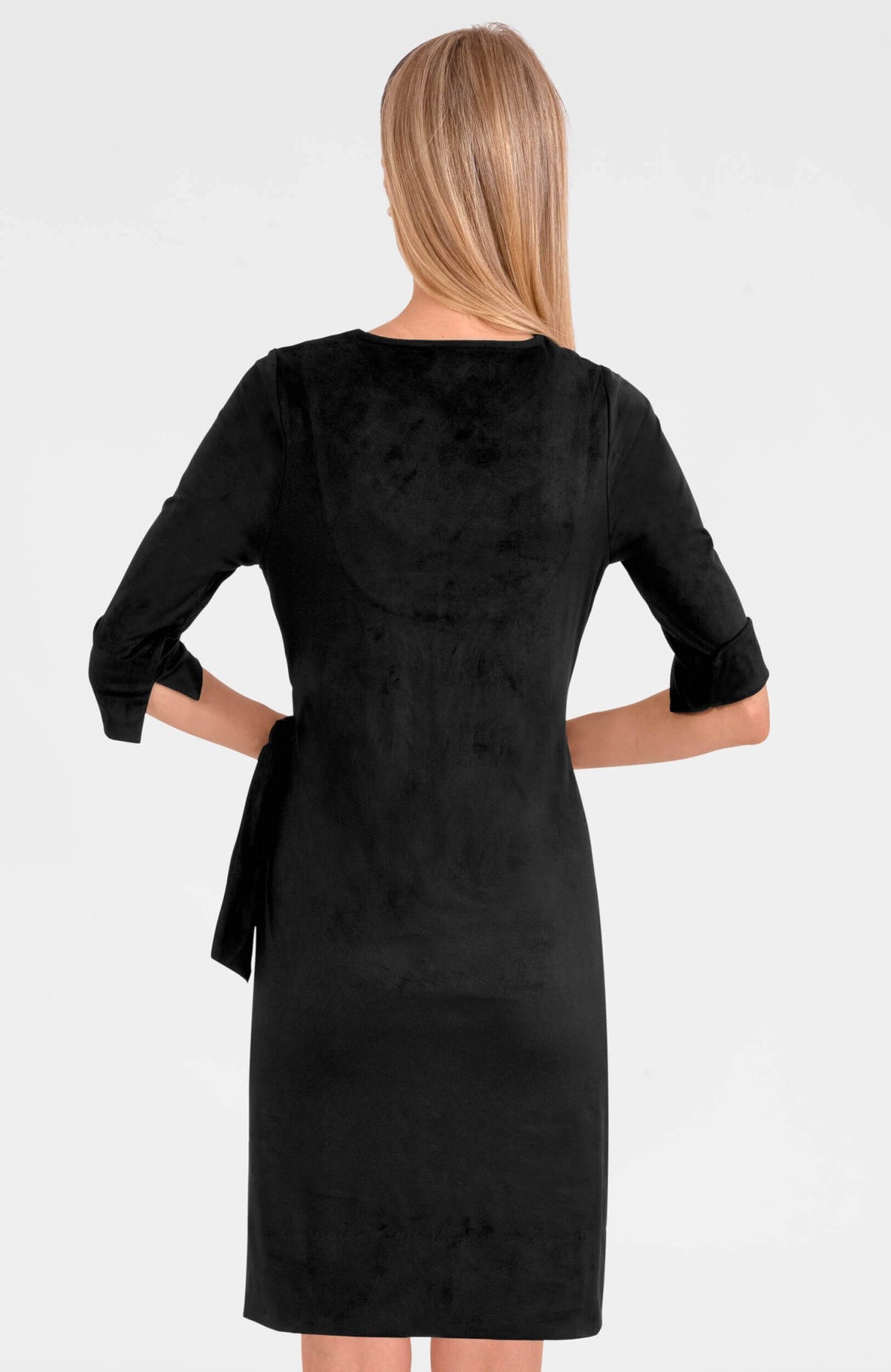 Cinch & Tie Dress - Ultra Suede Black