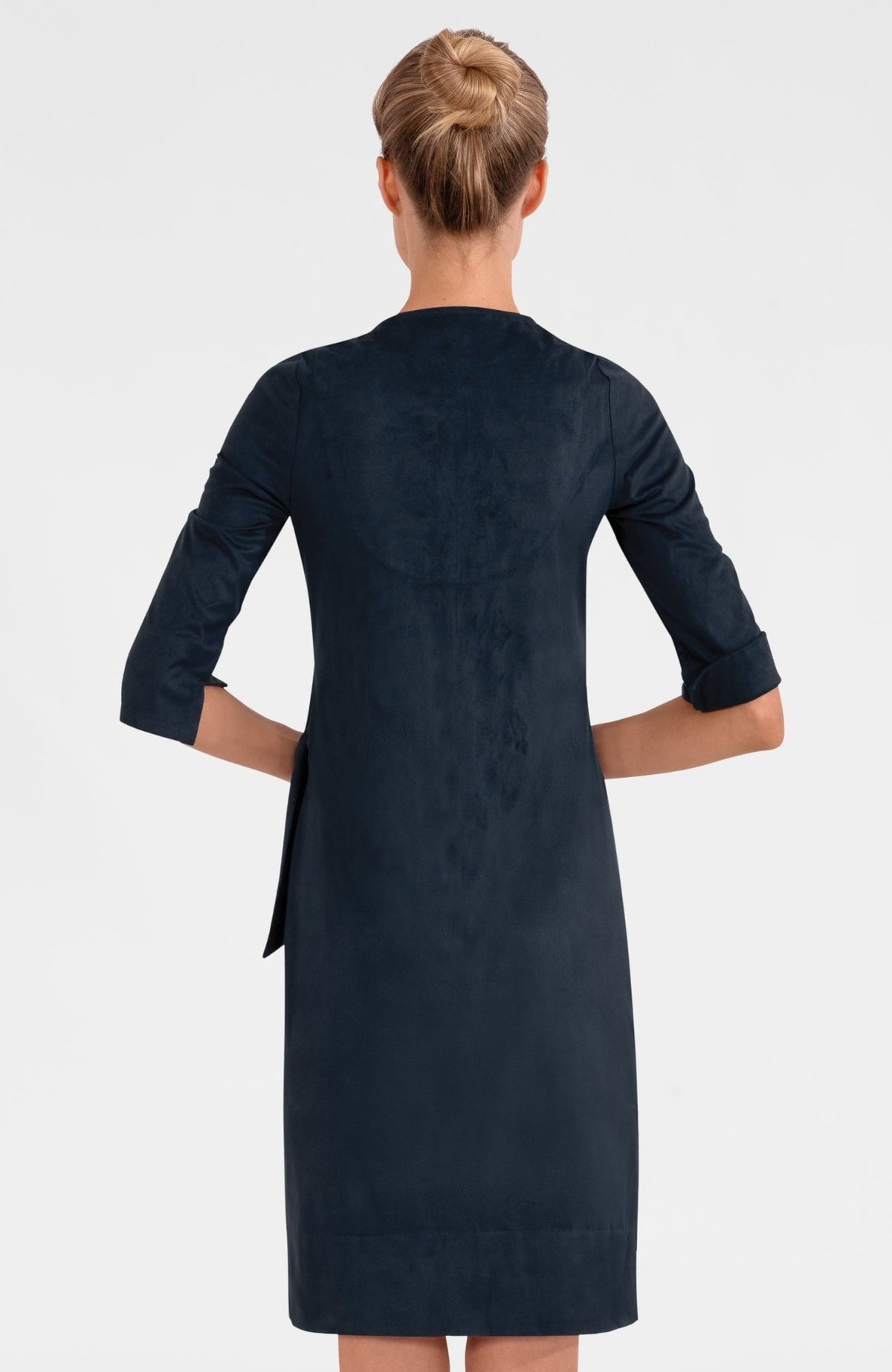 Cinch & Tie Dress - Ultra Suede Navy