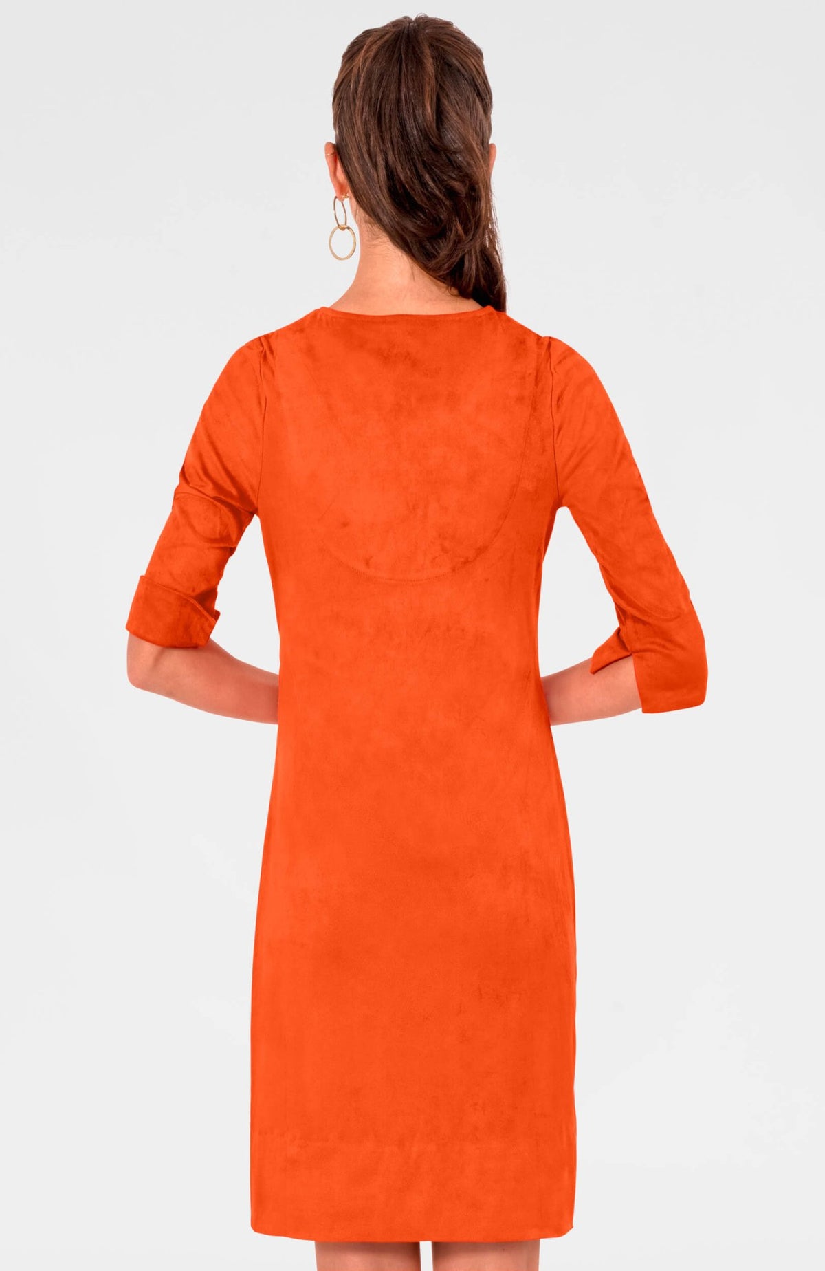 Cinch & Tie Dress - Ultra Suede Orange