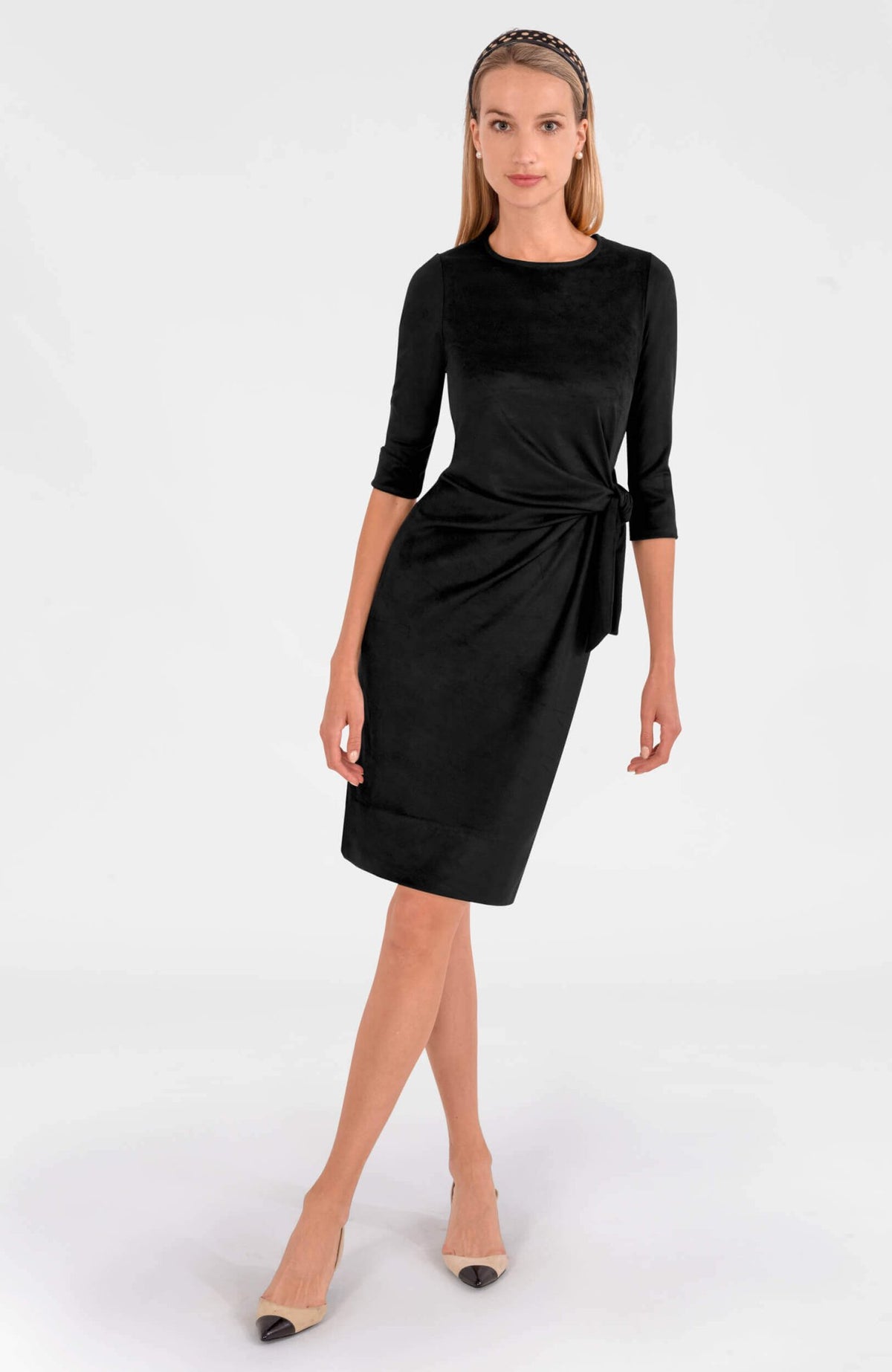 Cinch & Tie Dress - Ultra Suede Black