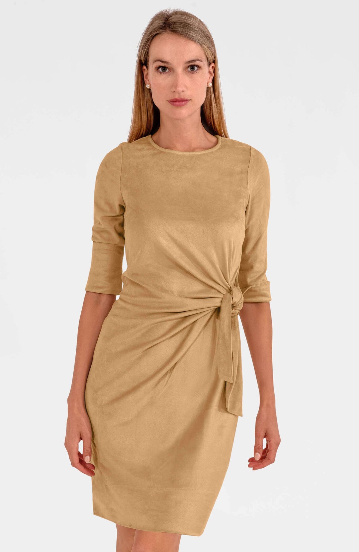 Cinch & Tie Dress - Ultra Suede Khaki