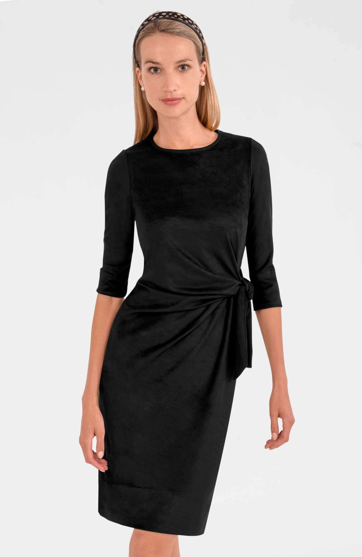 Cinch & Tie Dress - Ultra Suede Black