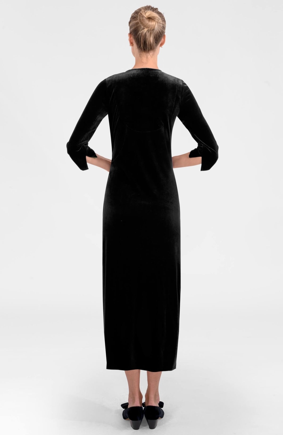 Cinch & Tie Maxi Dress - Silky Velvet Black