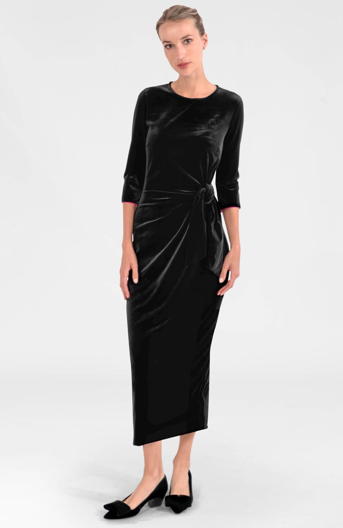 Cinch & Tie Maxi Dress - Silky Velvet Black