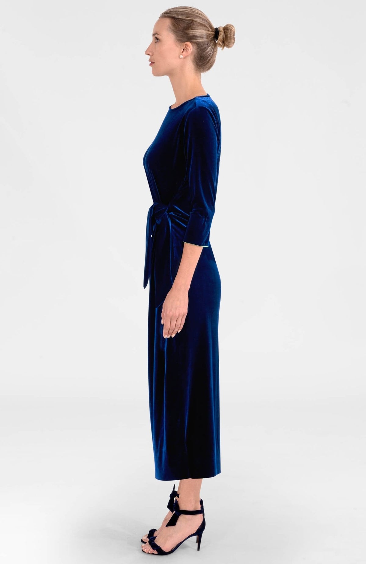 Cinch & Tie Maxi Dress - Silky Velvet Navy