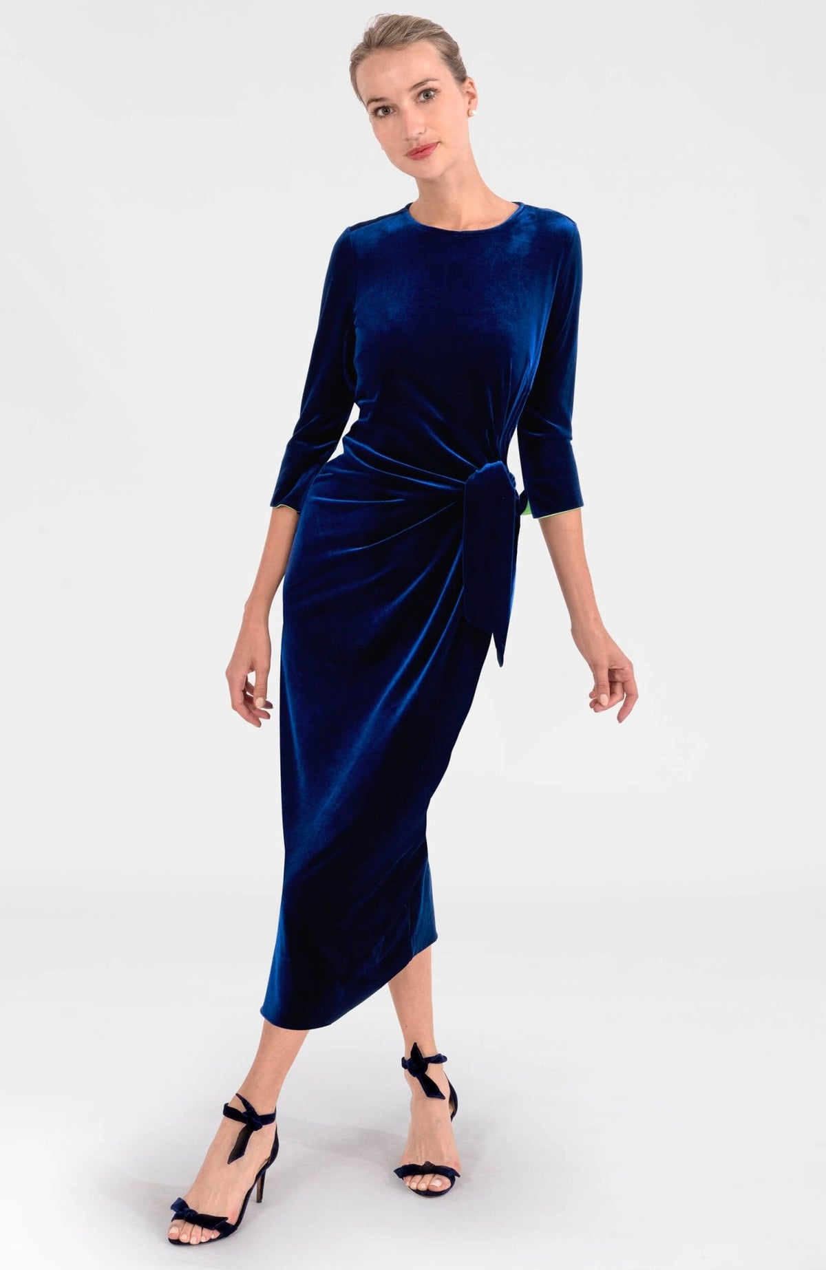Cinch & Tie Maxi Dress - Silky Velvet Navy