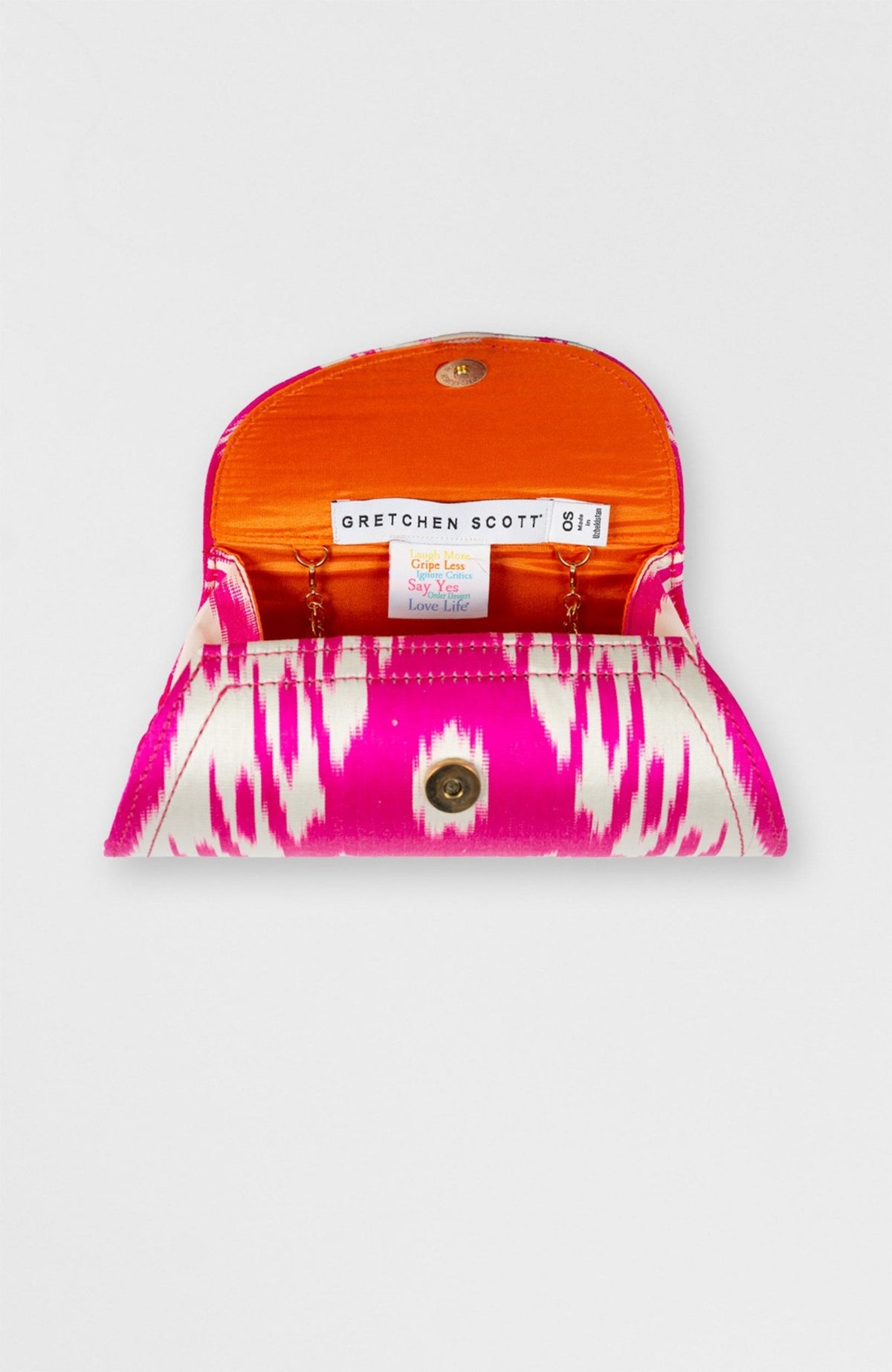 Clutch Bag - Iridescent Ikat Pink White One Size