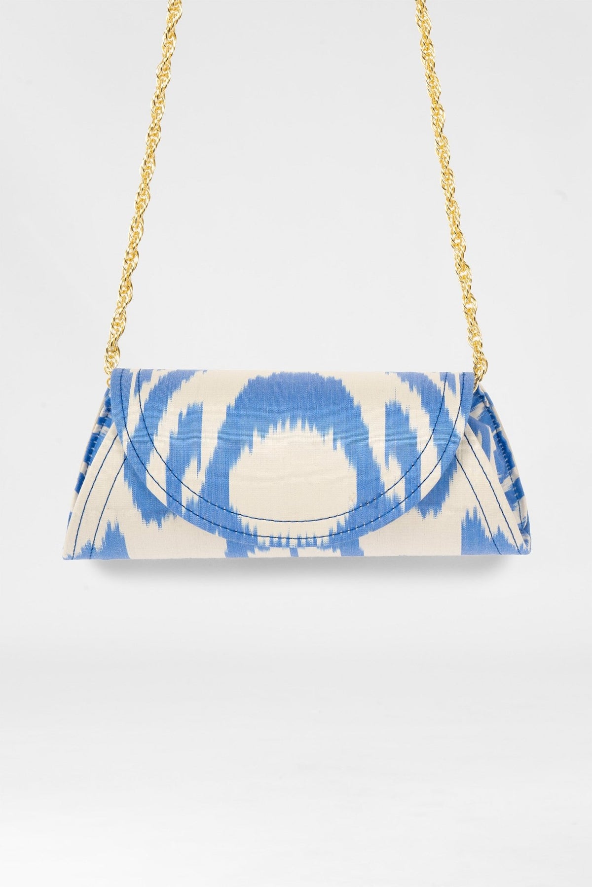 Clutch Bag - Iridescent Ikat Blue White One Size