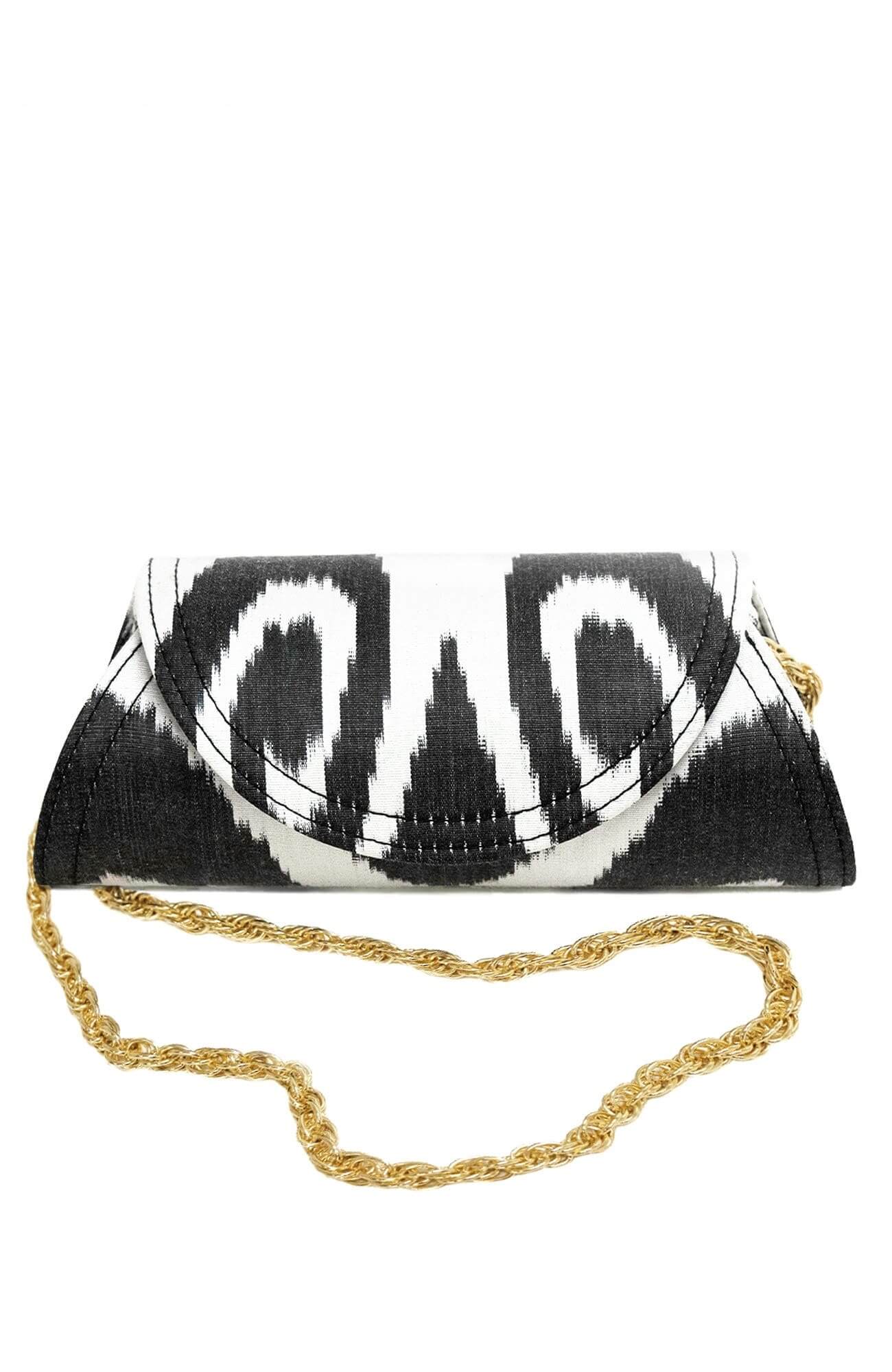 Clutch Bag - Iridescent Ikat Black White One Size