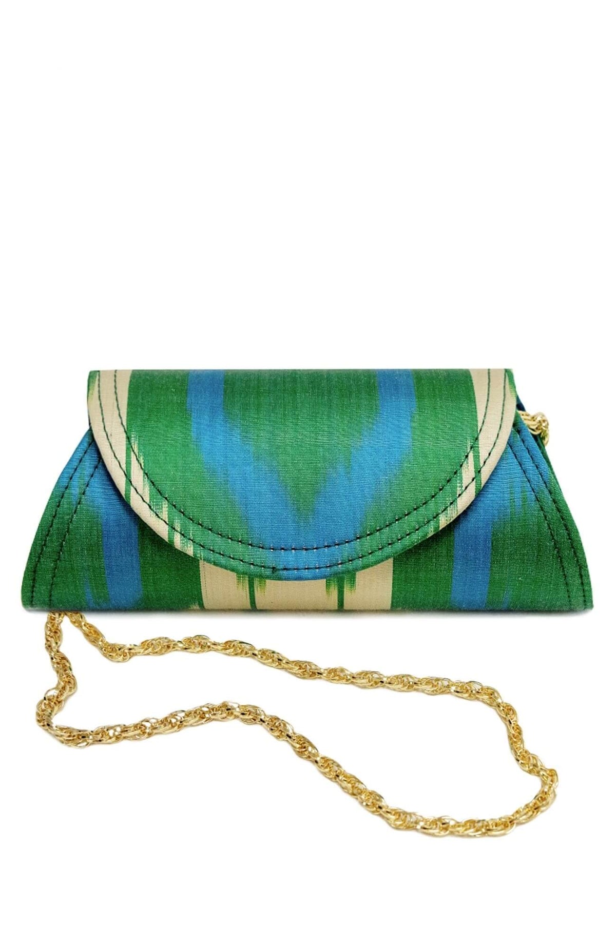 Clutch Bag - Iridescent Ikat Green Blue One Size