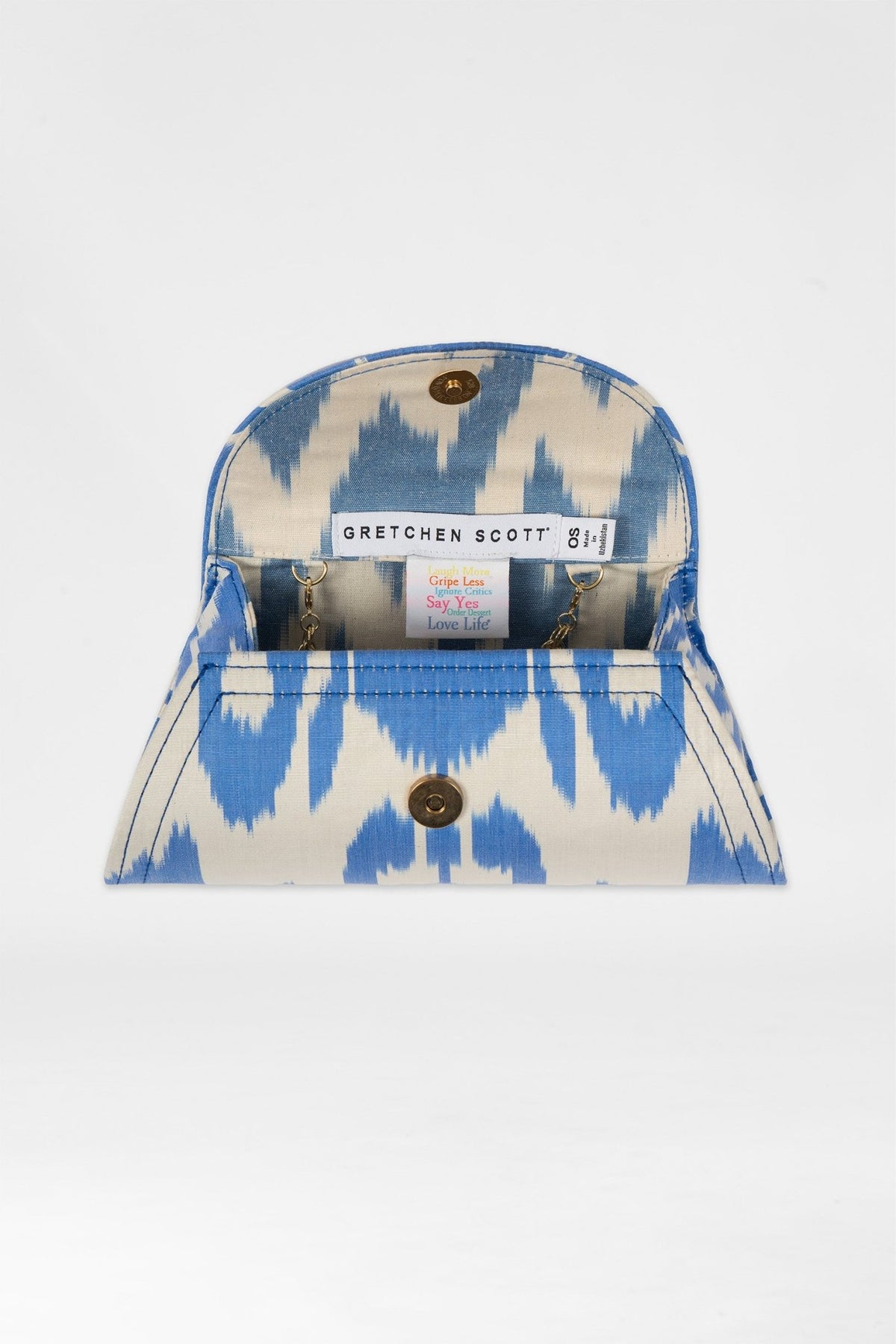 Clutch Bag - Iridescent Ikat Blue White One Size