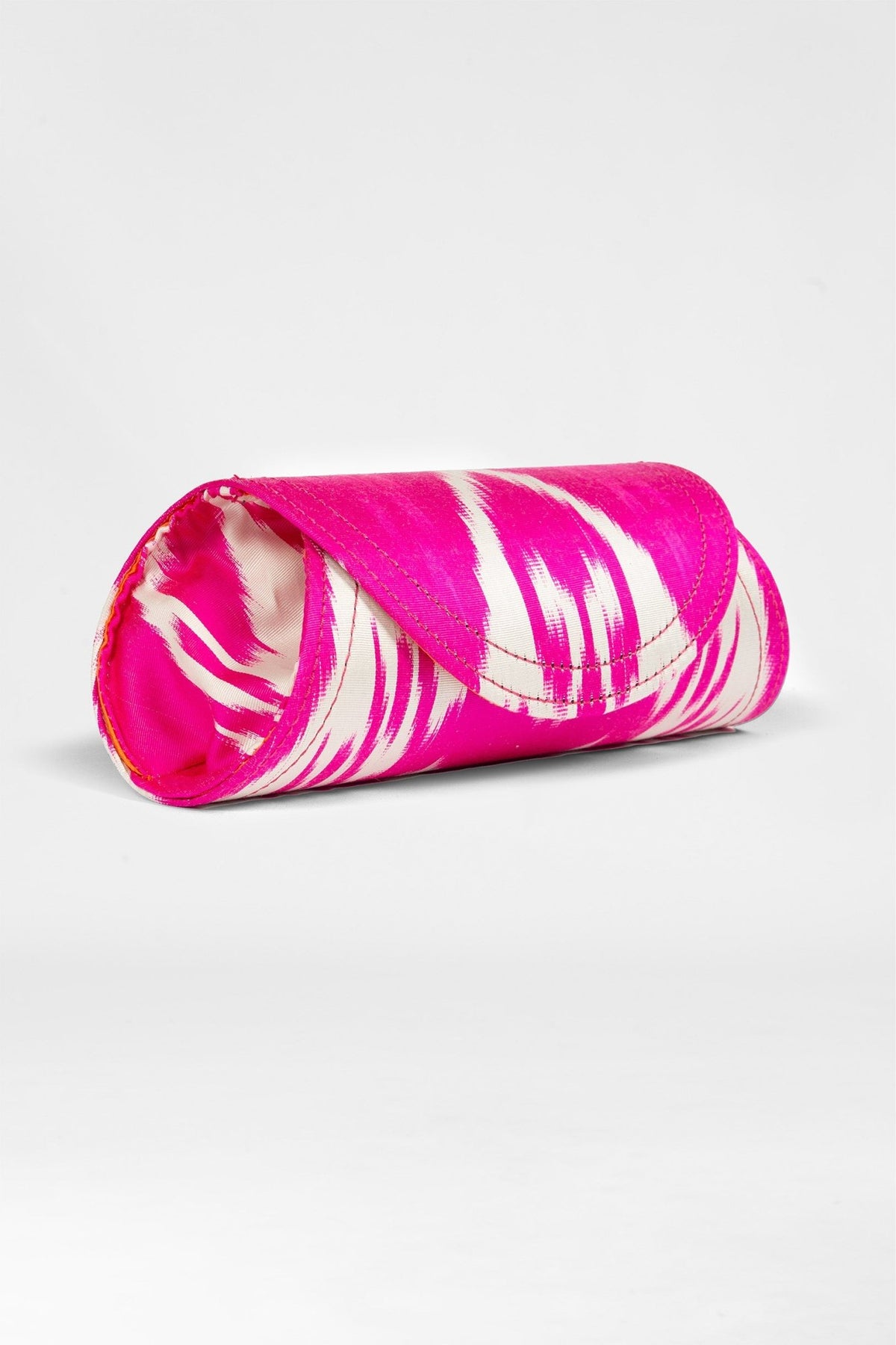 Clutch Bag - Iridescent Ikat Pink White One Size