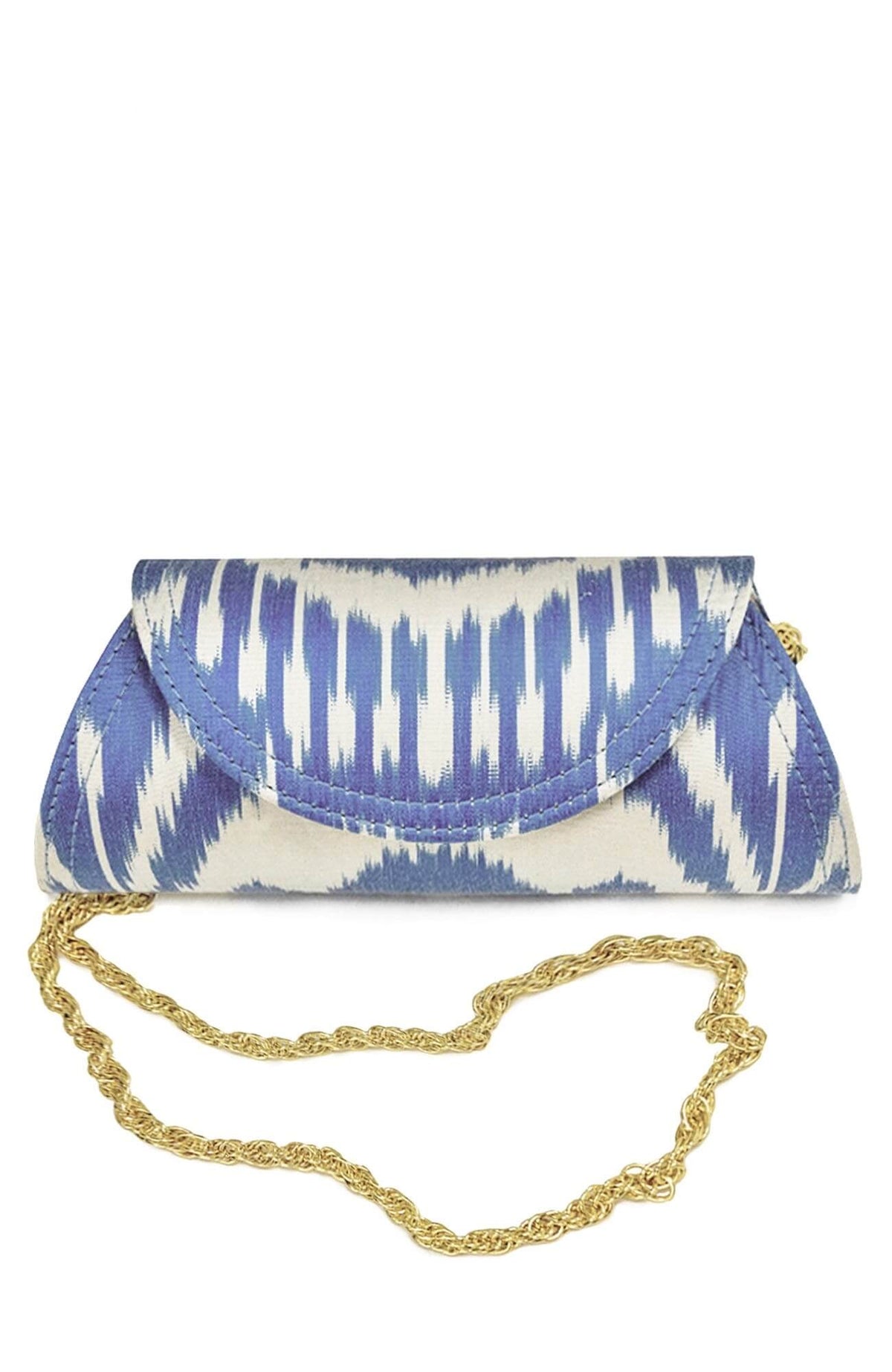 Clutch Bag - Iridescent Ikat Blue White One Size