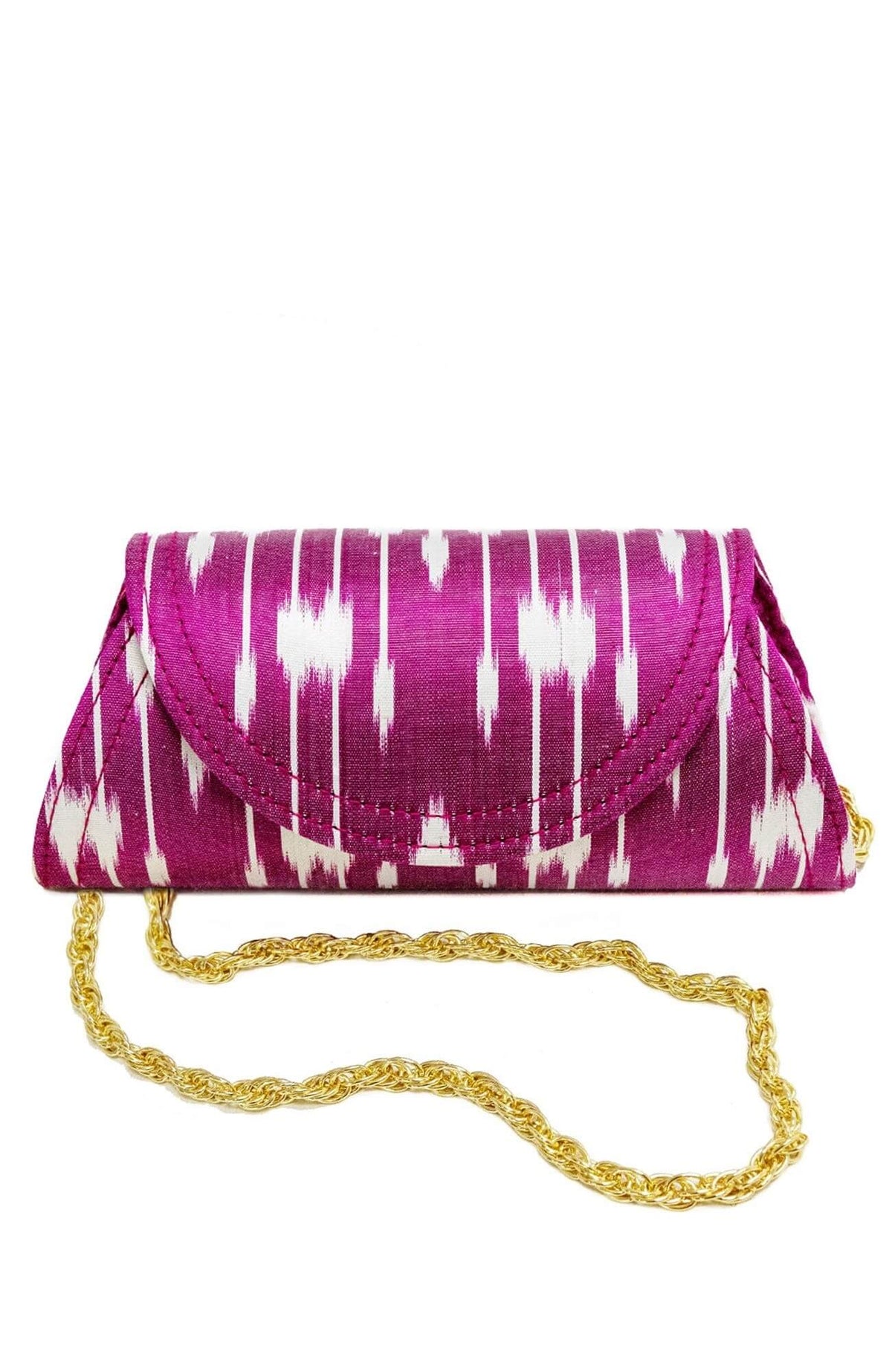Clutch Bag - Iridescent Ikat Pink White One Size