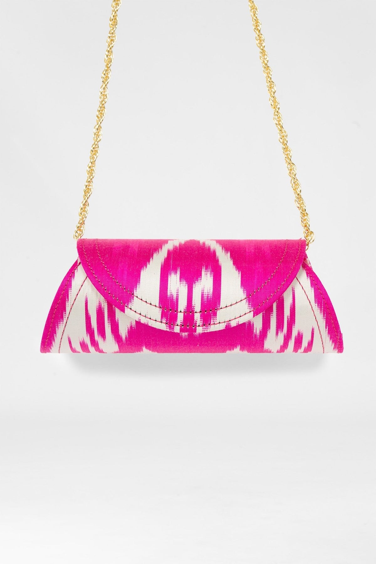 Clutch Bag - Iridescent Ikat Pink White One Size